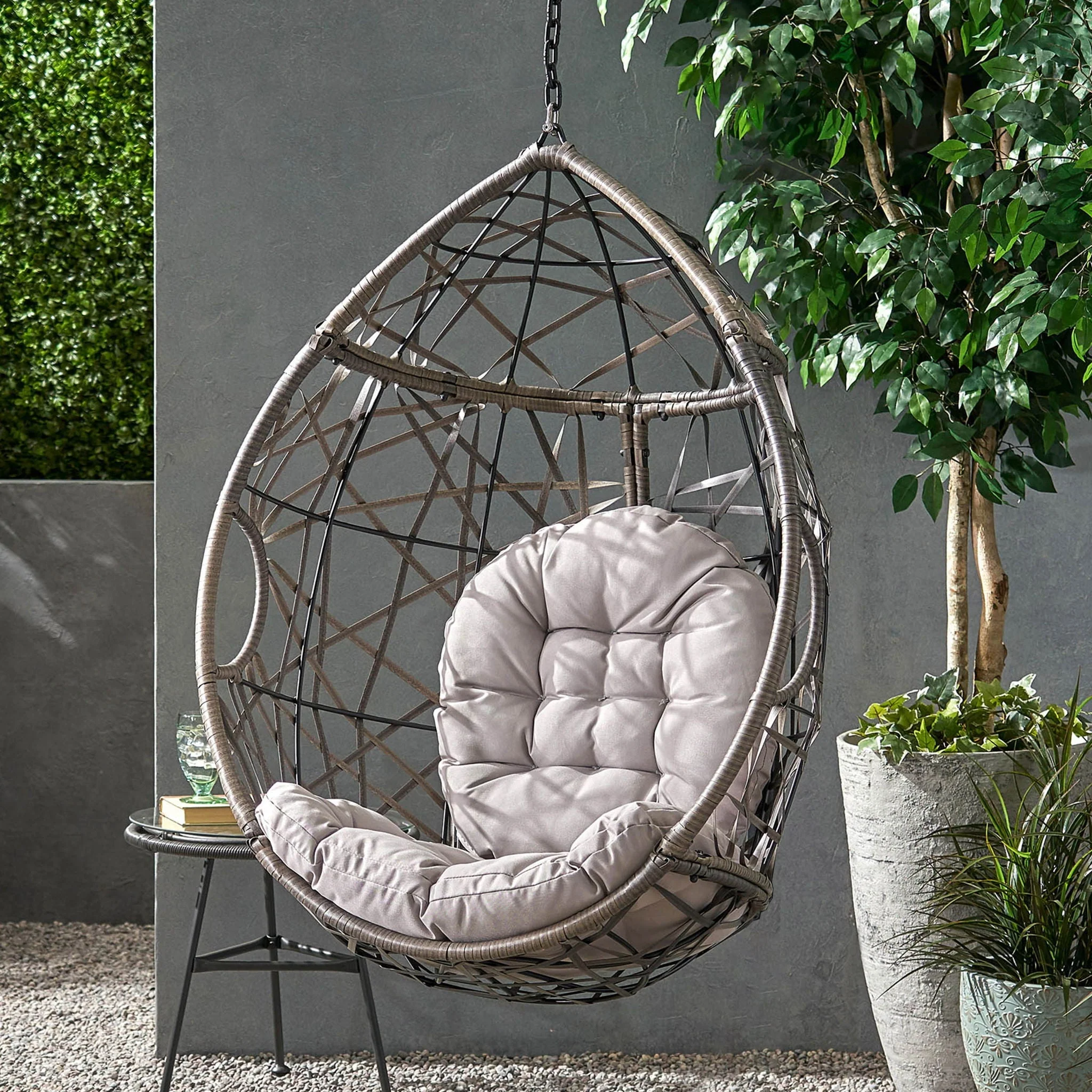 Marlin Hanging Egg Chair Basket With Teardrop Design - Gray - Image 4
