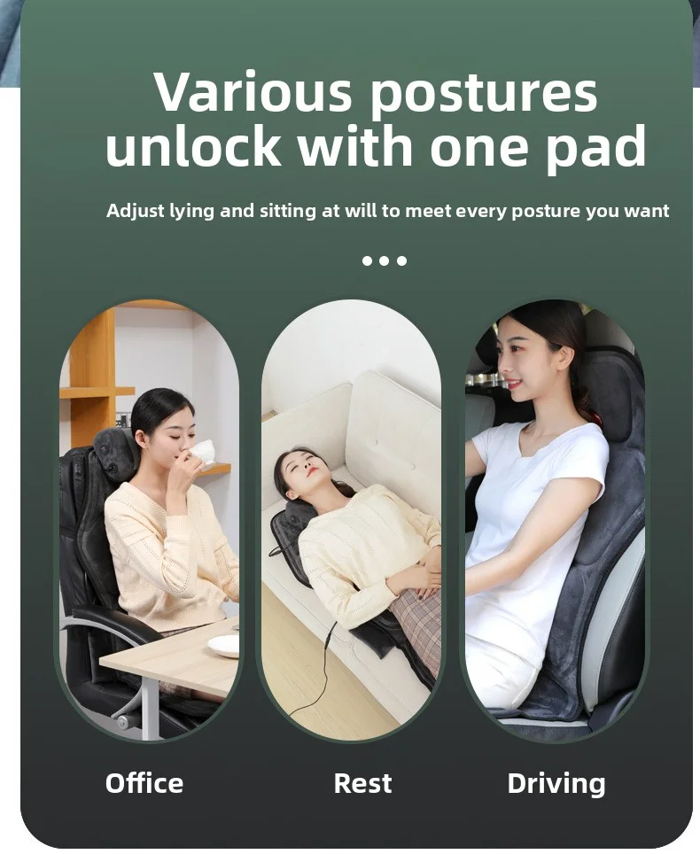 Massage Seat Cushion with Heat Lumbar Airbag Back Massager for Home Office - Image 3