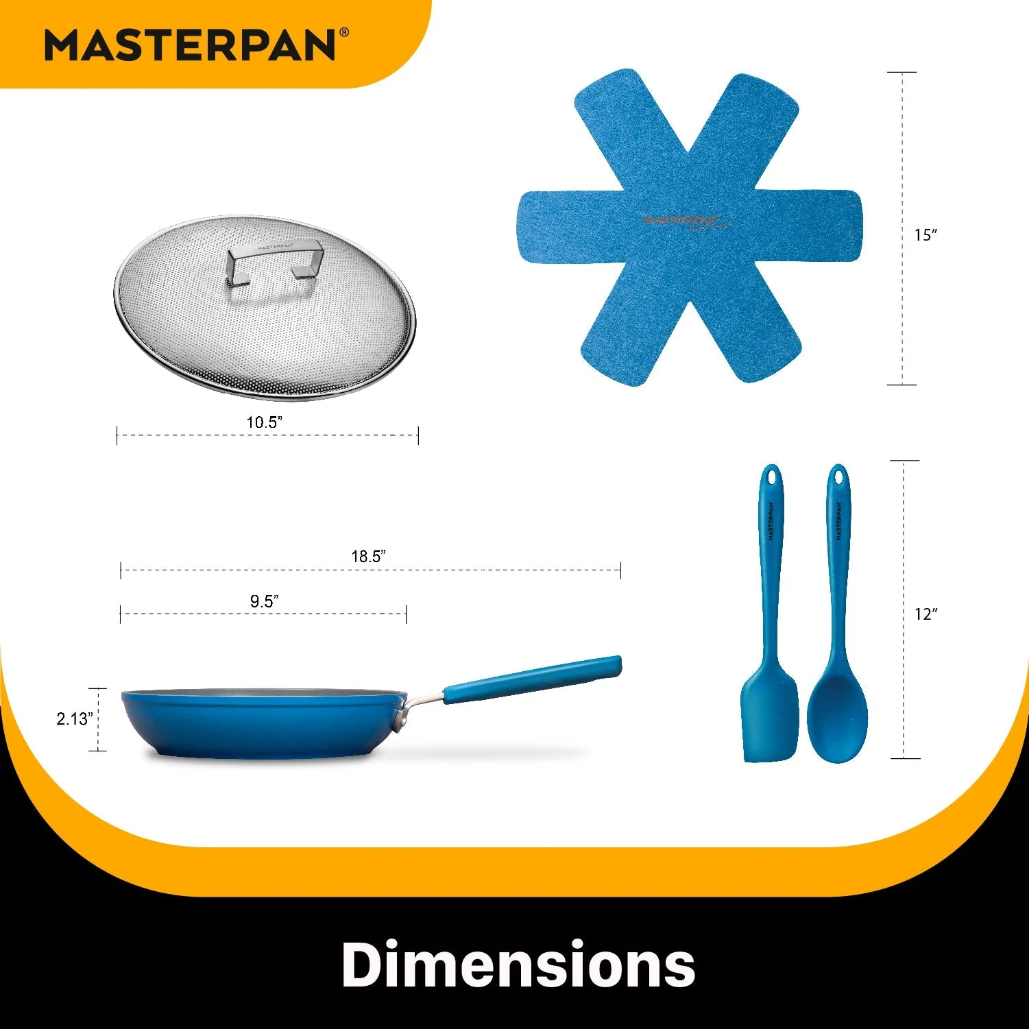 MASTERPAN Ceramic Nonstick Stovetop Oven Frypan & Skillet & Stainless Steel Lid Set, Azure Color 9.5"(24cm) - Image 3