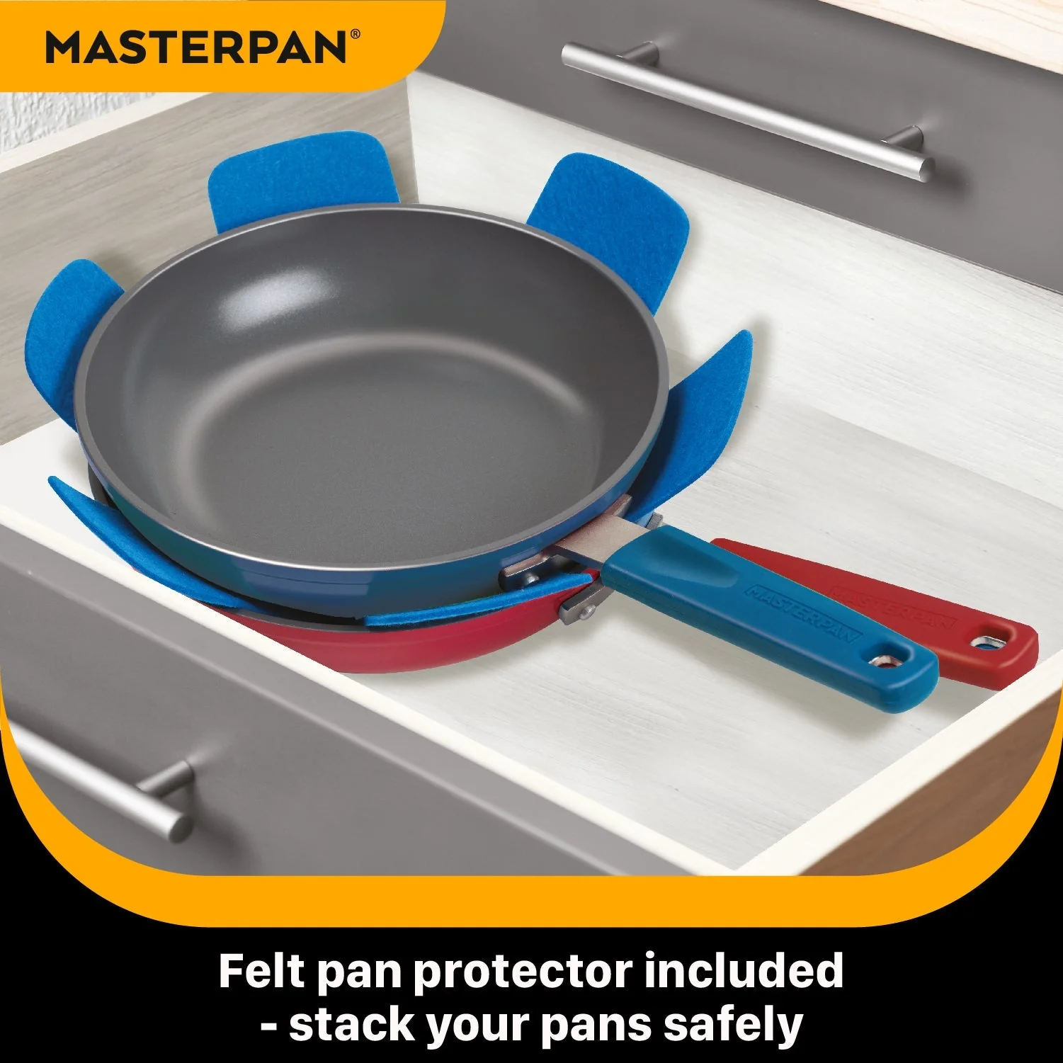 MASTERPAN Ceramic Nonstick Stovetop Oven Frypan & Skillet & Stainless Steel Lid Set, Azure Color 9.5"(24cm) - Image 6