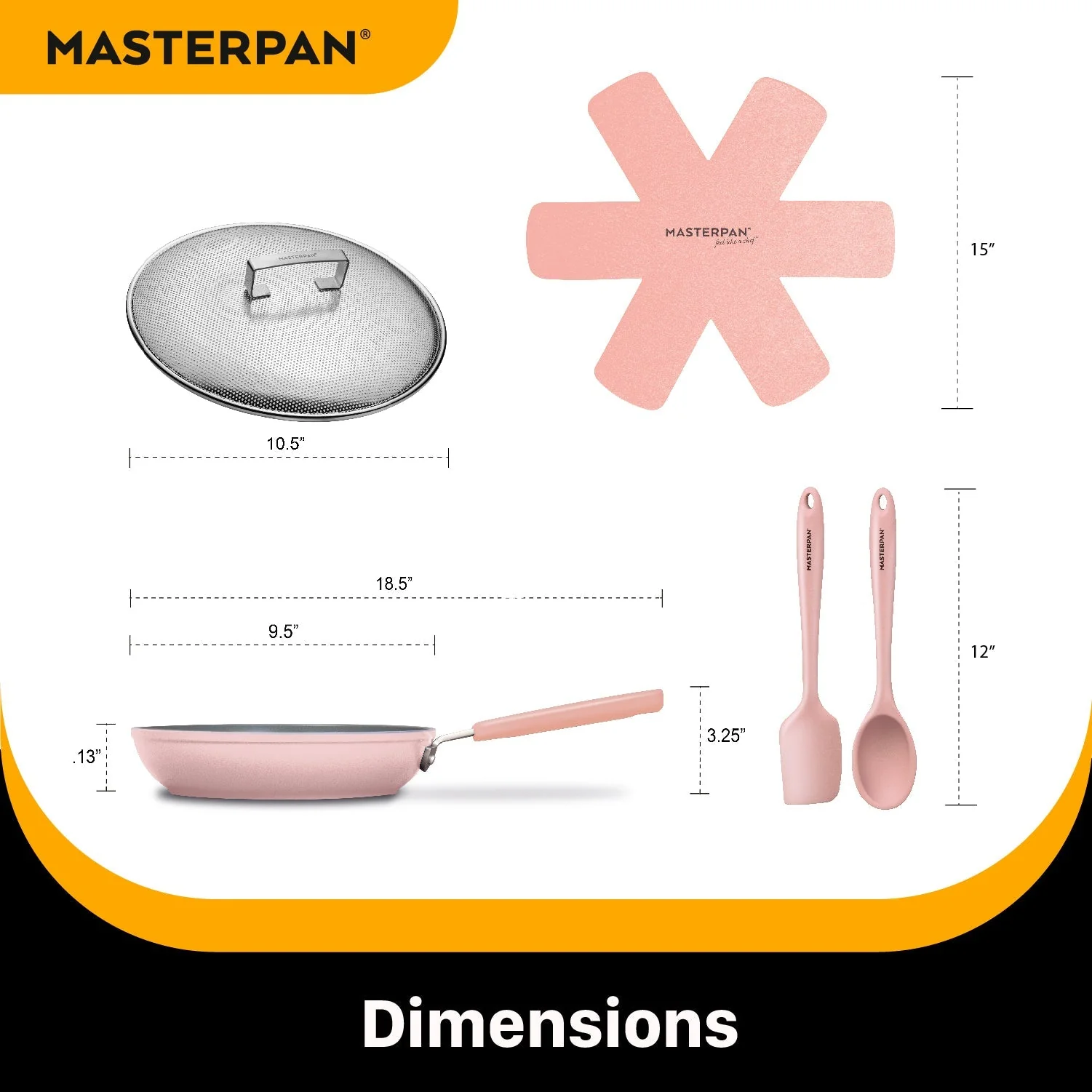 MASTERPAN Ceramic Nonstick Stovetop Oven Frypan & Skillet & Stainless Steel Lid Set, Clay Color 9.5"(24cm) - Image 3