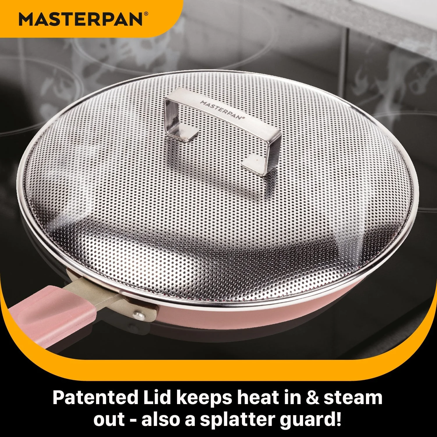 MASTERPAN Ceramic Nonstick Stovetop Oven Frypan & Skillet & Stainless Steel Lid Set, Clay Color 9.5"(24cm) - Image 5