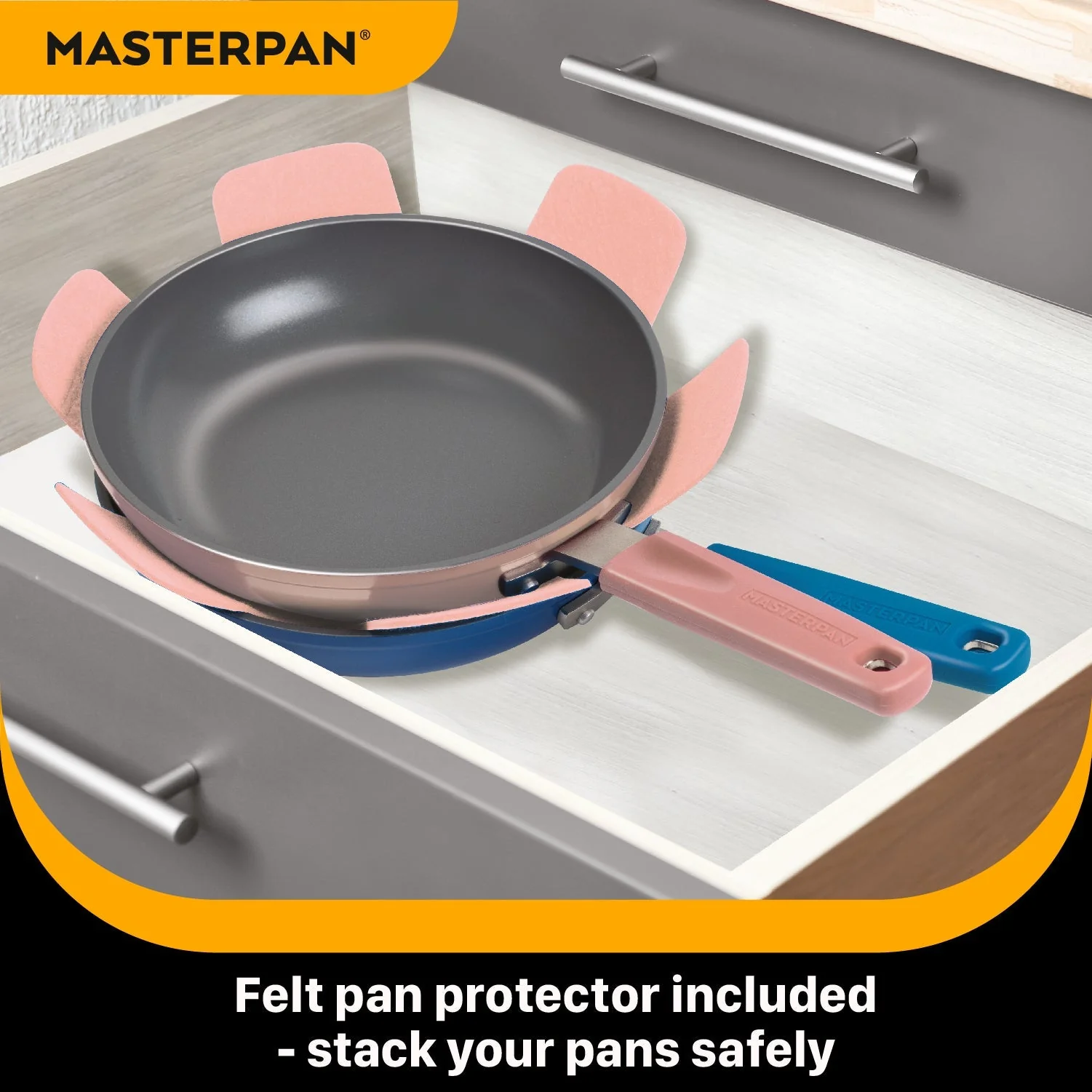 MASTERPAN Ceramic Nonstick Stovetop Oven Frypan & Skillet & Stainless Steel Lid Set, Clay Color 9.5"(24cm) - Image 6