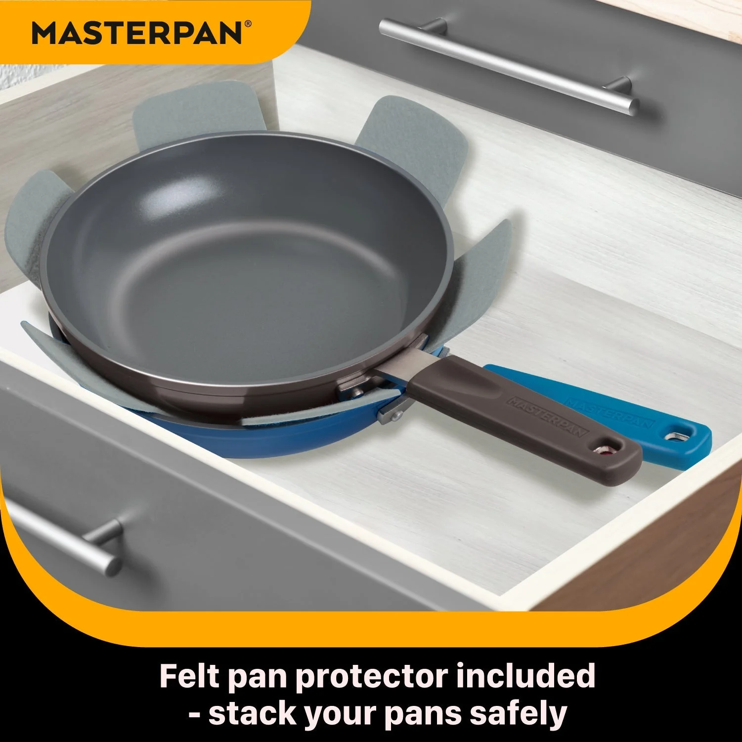 MASTERPAN Ceramic Nonstick Stovetop Oven Frypan & Skillet with Stainless Steel Lid & Utensils, Grey 9.5" (24cm) - Image 5