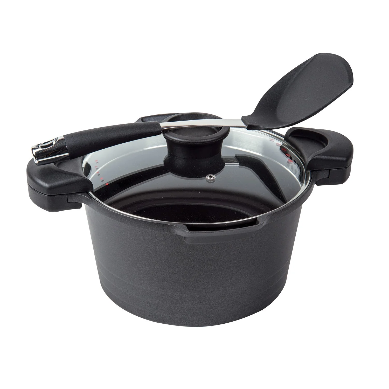 MASTERPAN Nonstick Stock & Pasta Pot With Glass Lid Strainer, 5 QT., 9" (23cm) - Image 6