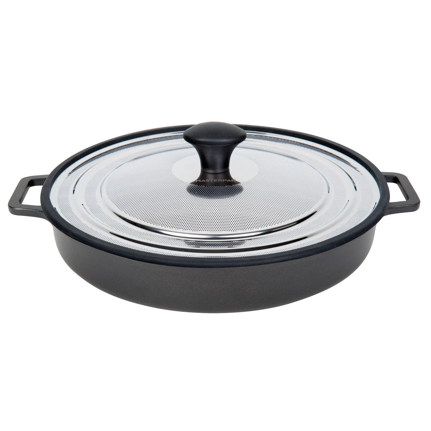 MASTERPAN Nonstick Stovetop Oven Grill Pan & Stainless Steel Lid, Black 12" (30cm) - Image 6