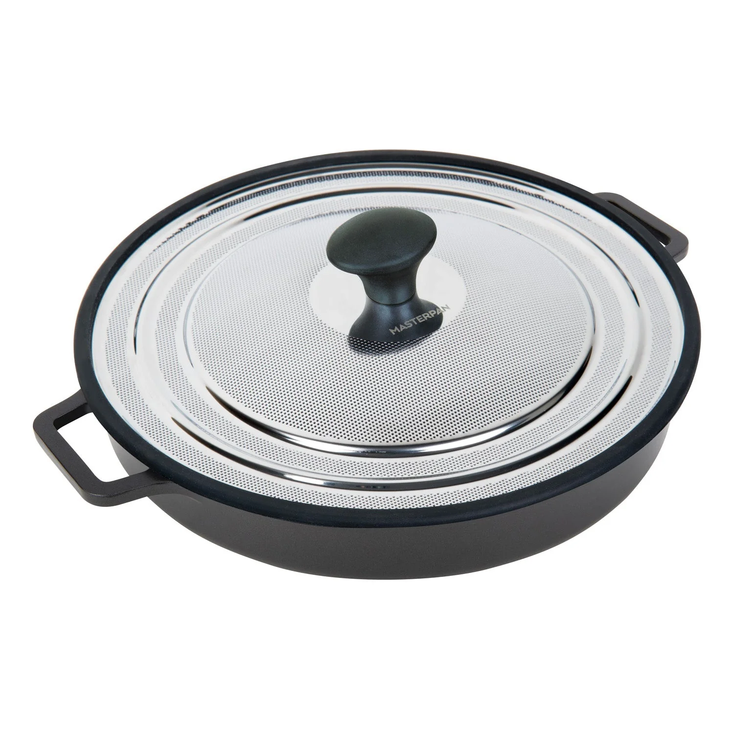 MASTERPAN Nonstick Stovetop Oven Grill Pan & Stainless Steel Lid, Black 12" (30cm) - Image 8