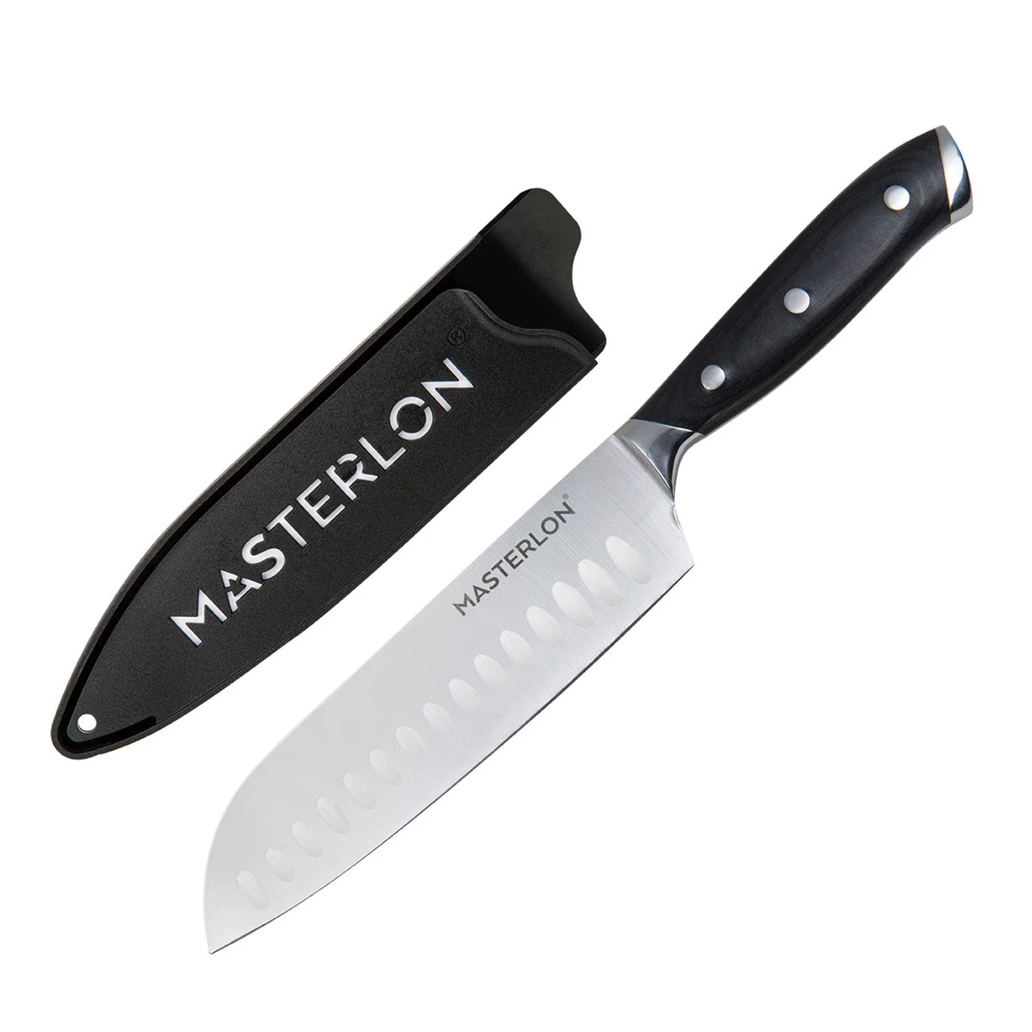MASTERPAN Santoku Knife With Stainless Steel blade & Cover, 7" (18cm) - Image 3
