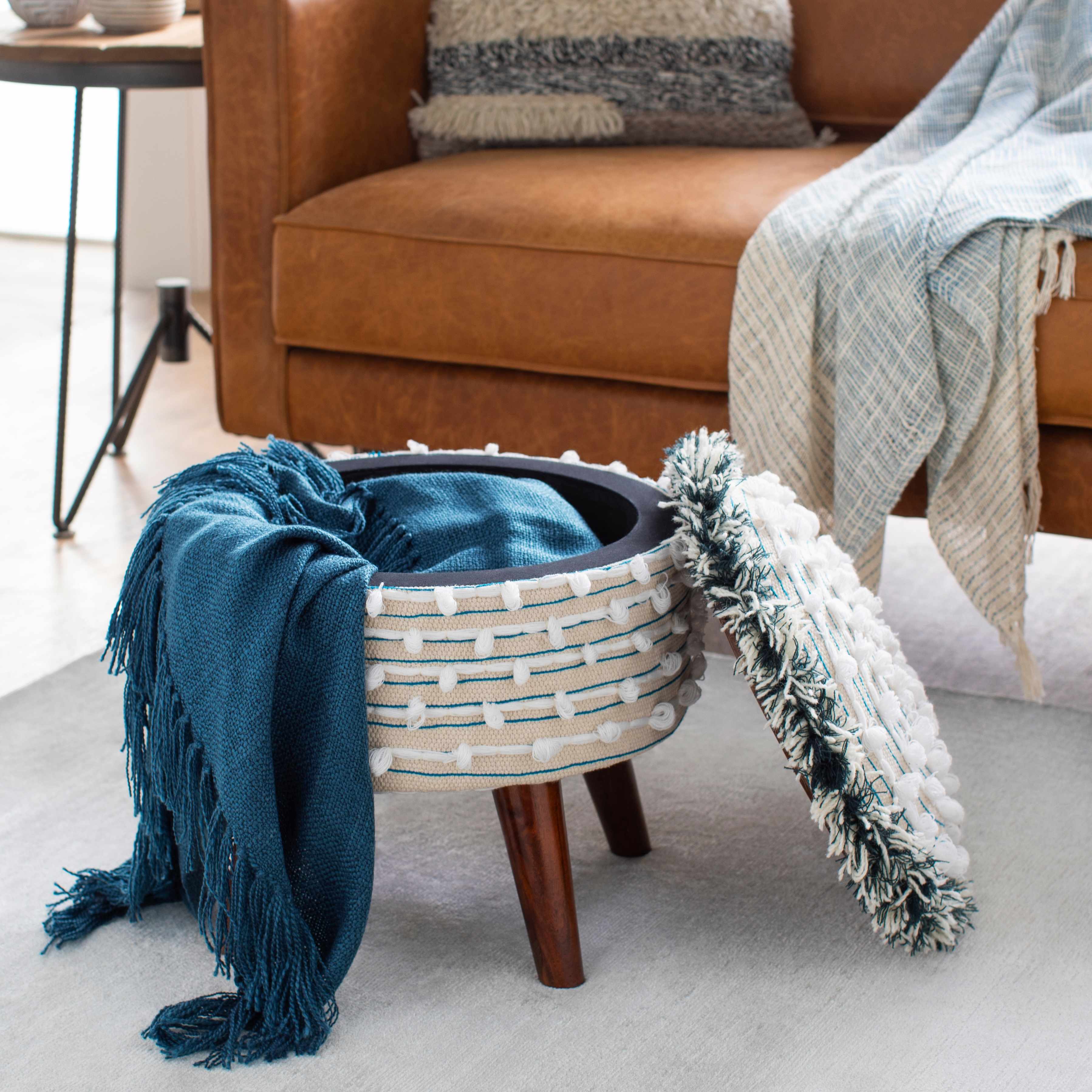 Matagami Beige Hand Woven Stool - Image 10