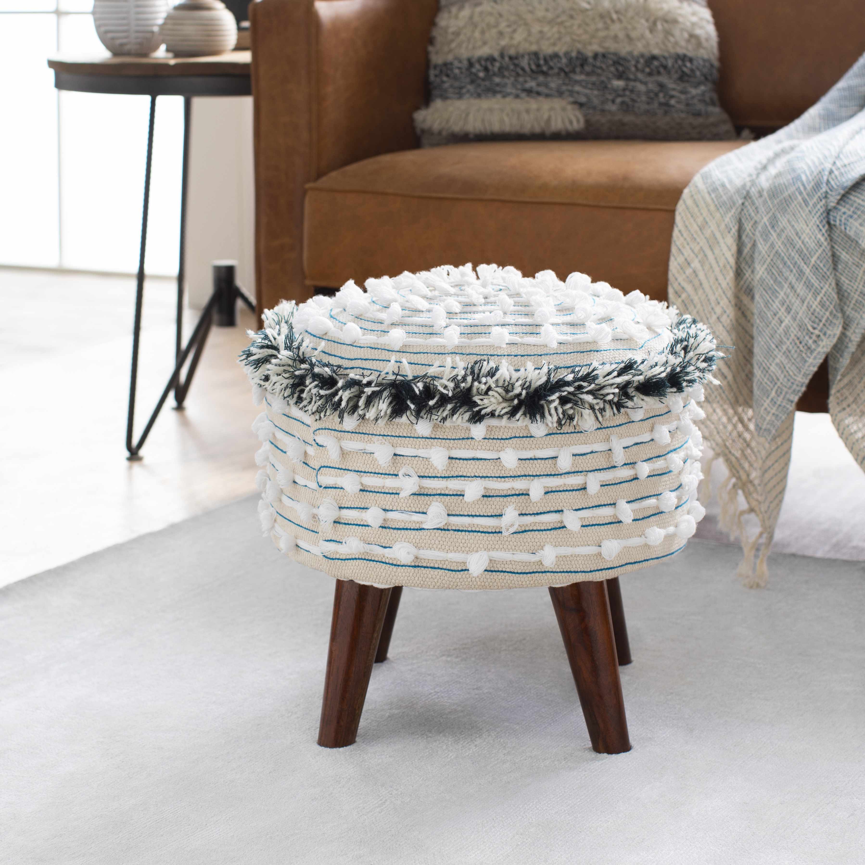 Matagami Beige Hand Woven Stool - Image 2