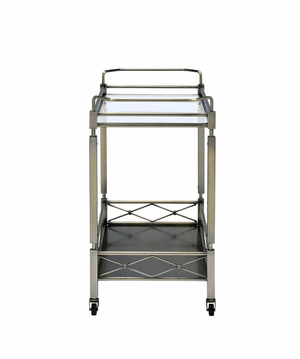 Matiesen Clear Glass & Antique Gold Finish Serving Cart - Image 3