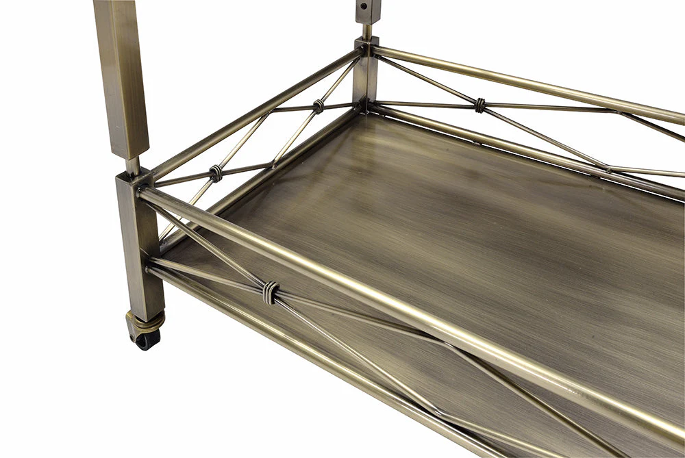 Matiesen Clear Glass & Antique Gold Finish Serving Cart - Image 4
