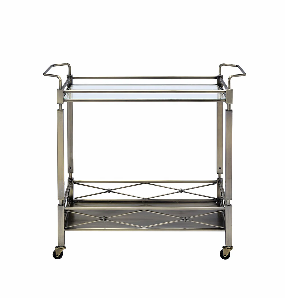 Matiesen Clear Glass & Antique Gold Finish Serving Cart - Image 5