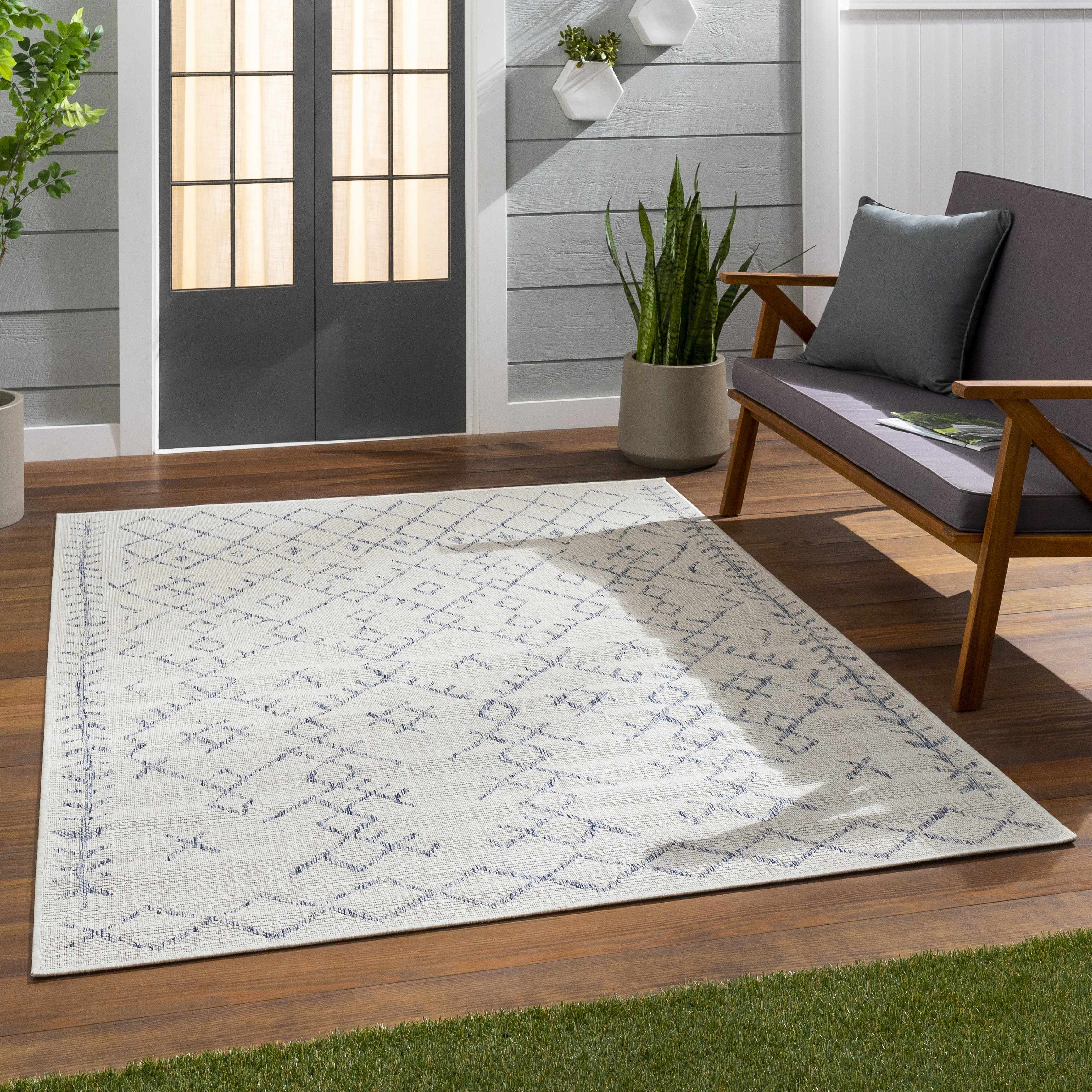 Maunawili Blue Detailed Gray Rug - Clearance - Image 11
