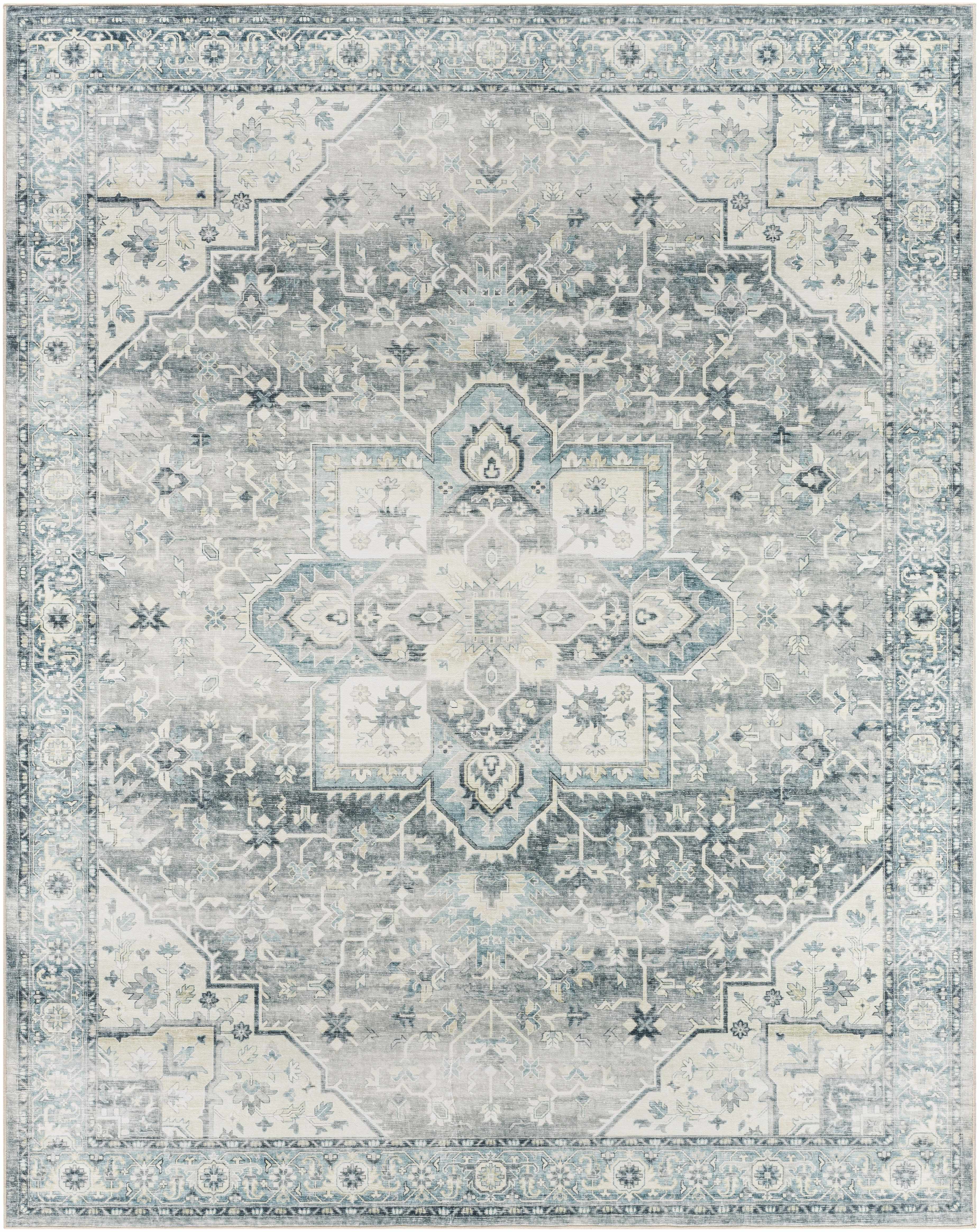 Mauro Blue Medallion Washable Area Rug - Image 10