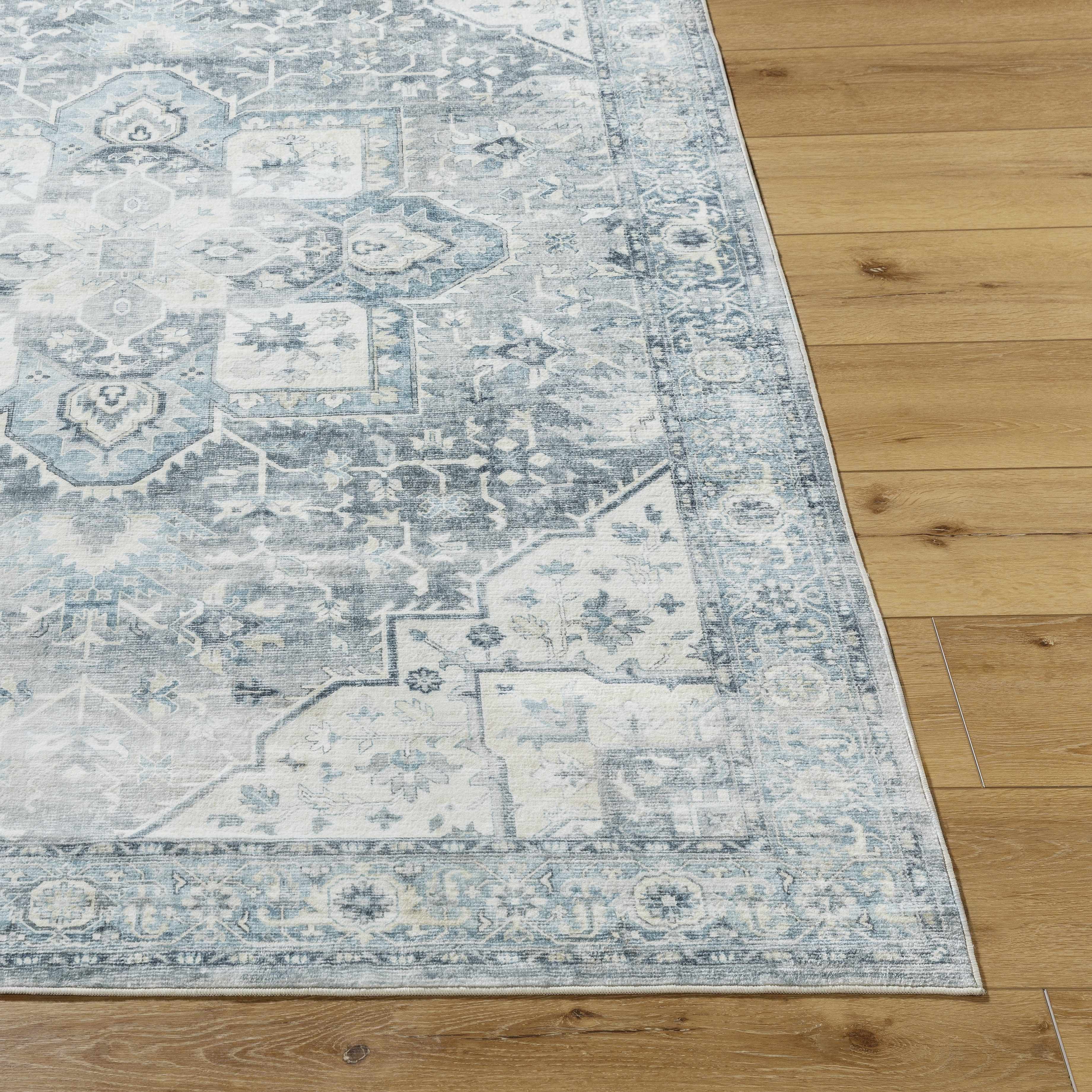 Mauro Blue Medallion Washable Area Rug - Image 4