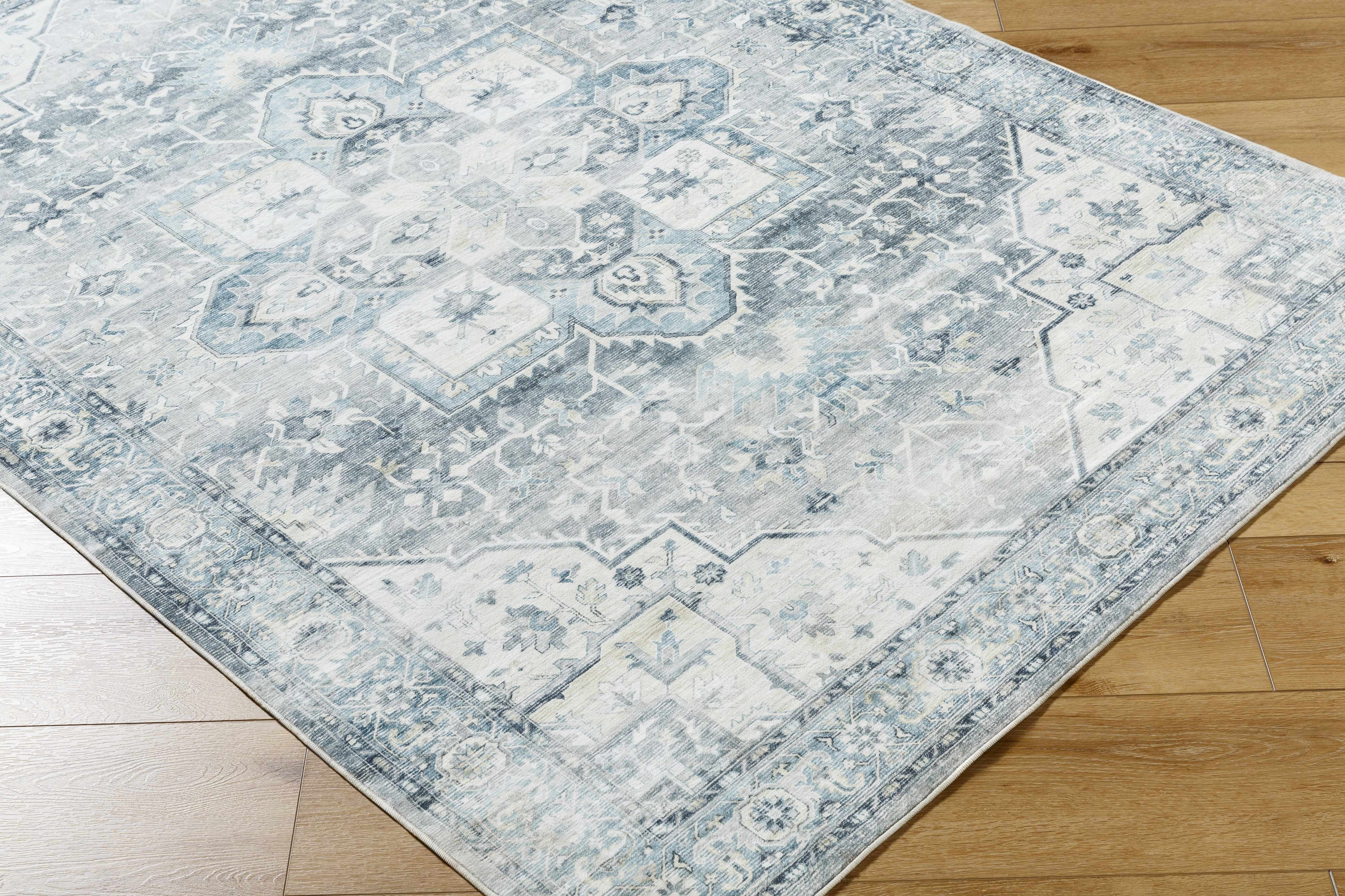 Mauro Blue Medallion Washable Area Rug - Image 5