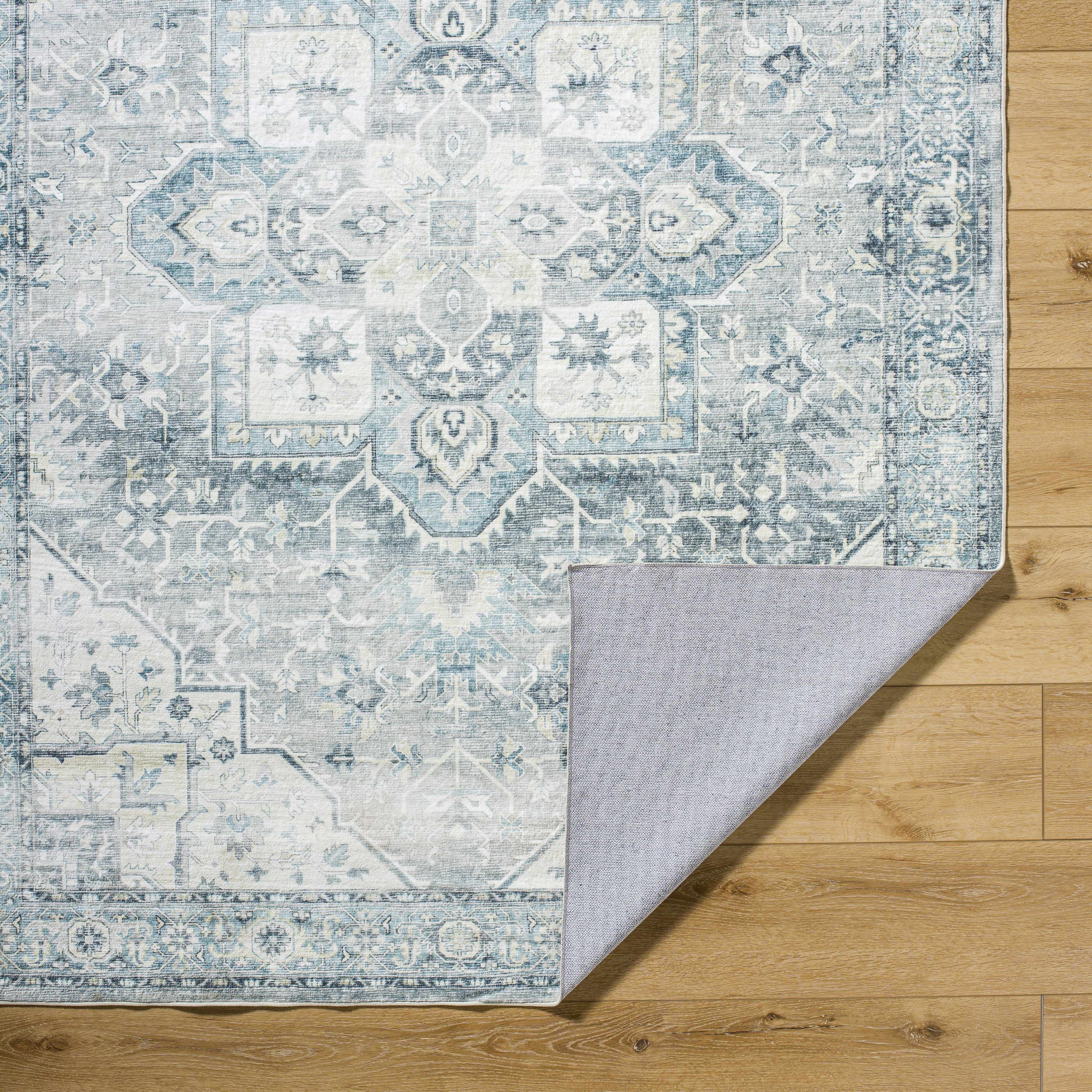Mauro Blue Medallion Washable Area Rug - Image 6