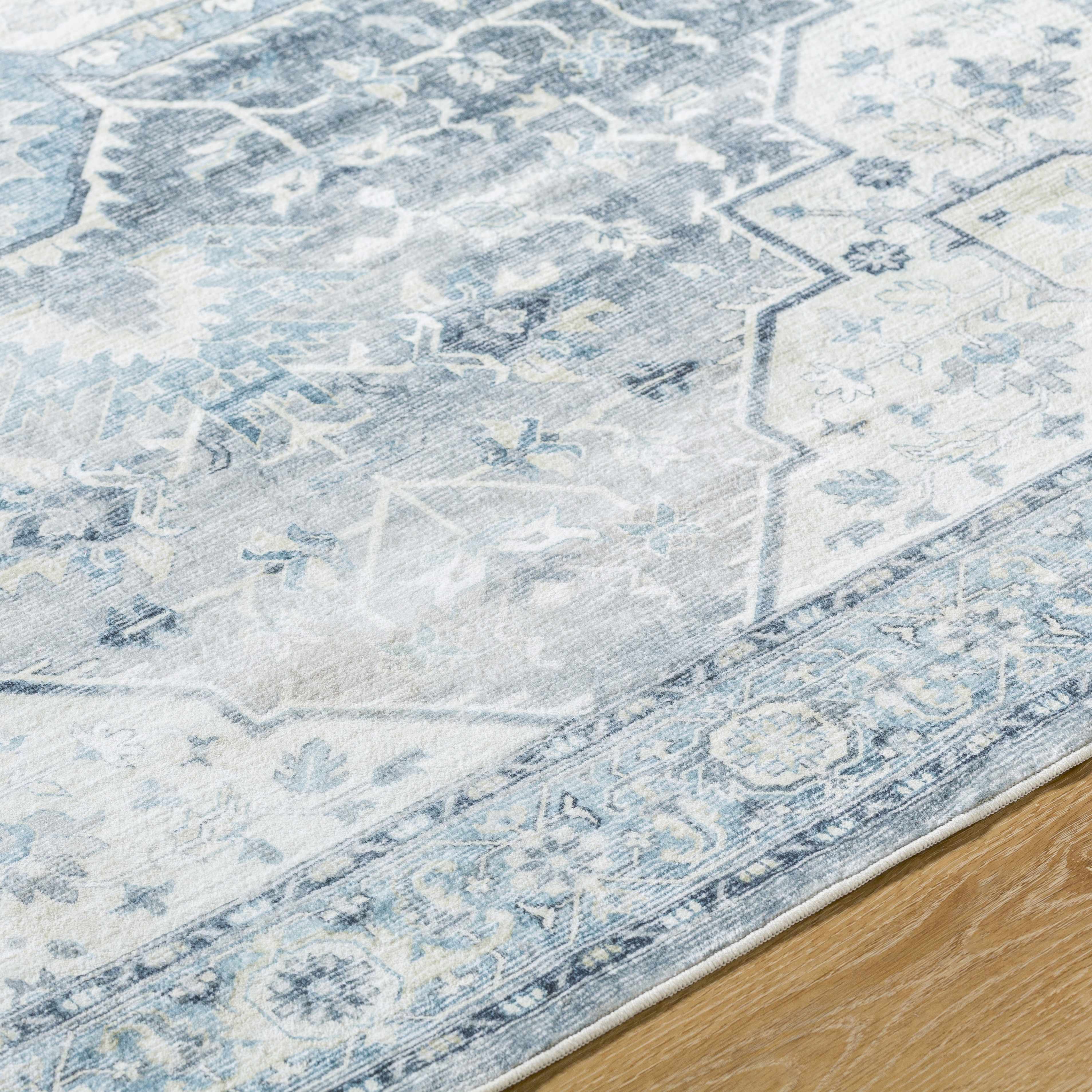 Mauro Blue Medallion Washable Area Rug - Image 7
