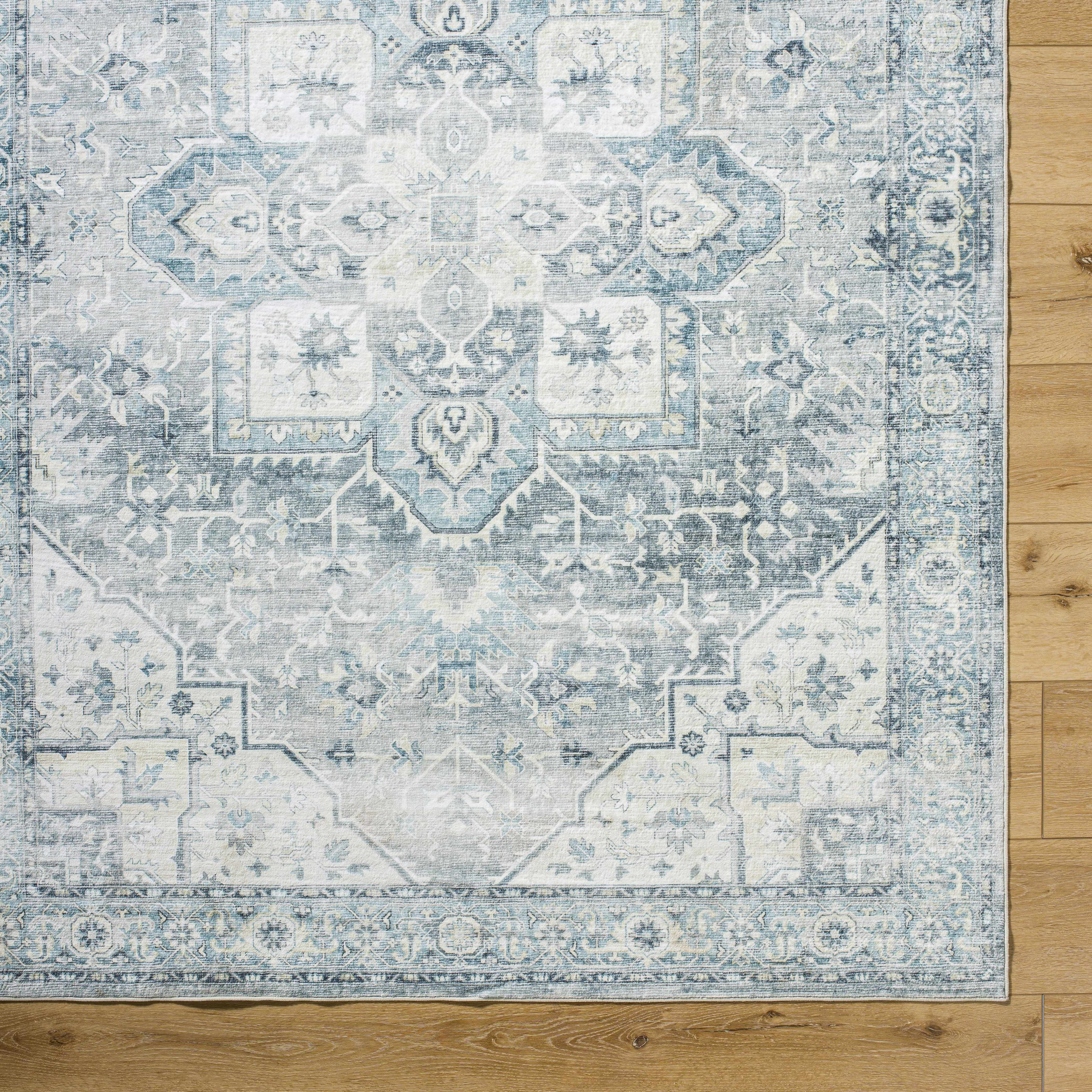 Mauro Blue Medallion Washable Area Rug - Image 8