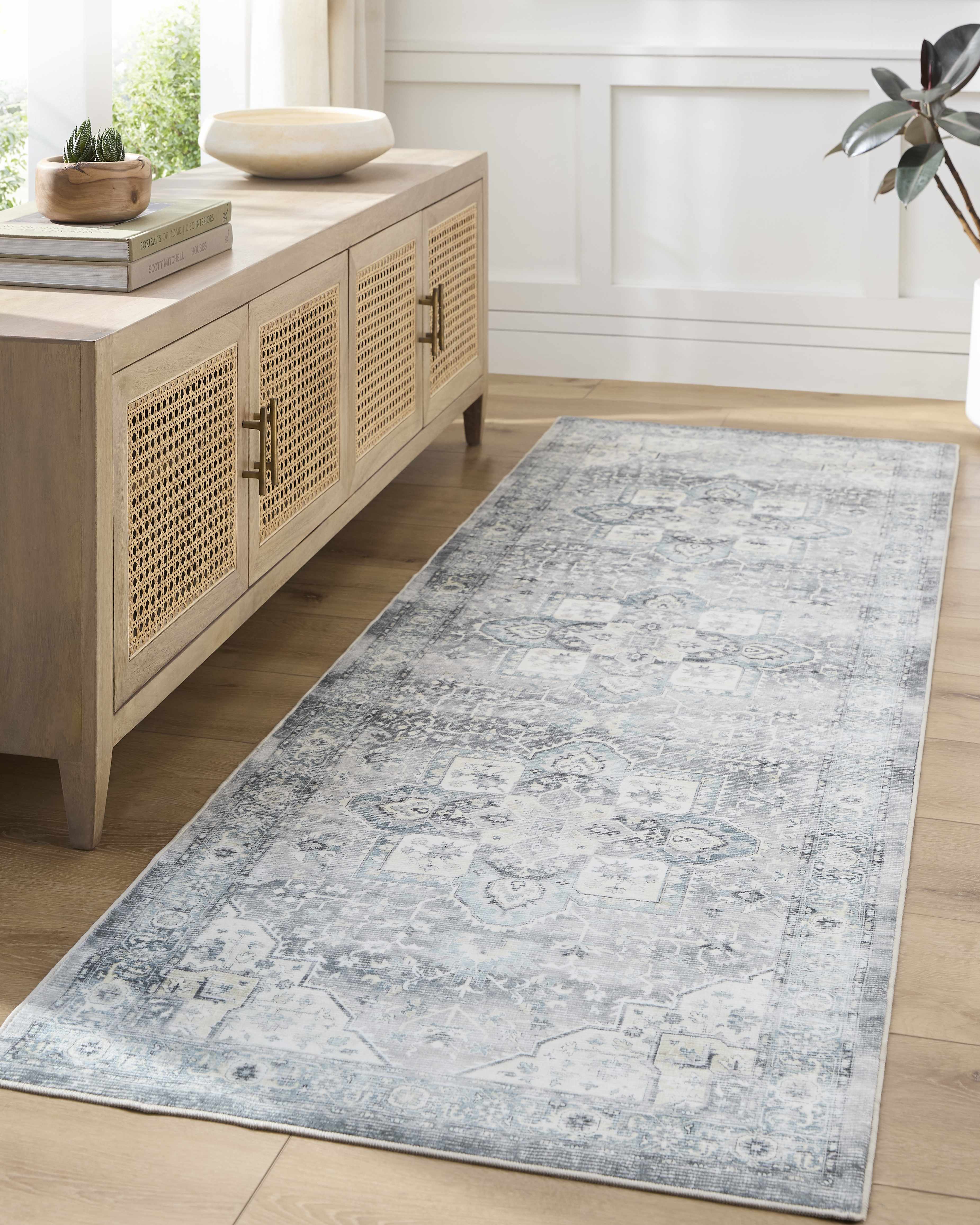 Mauro Blue Medallion Washable Area Rug - Image 9