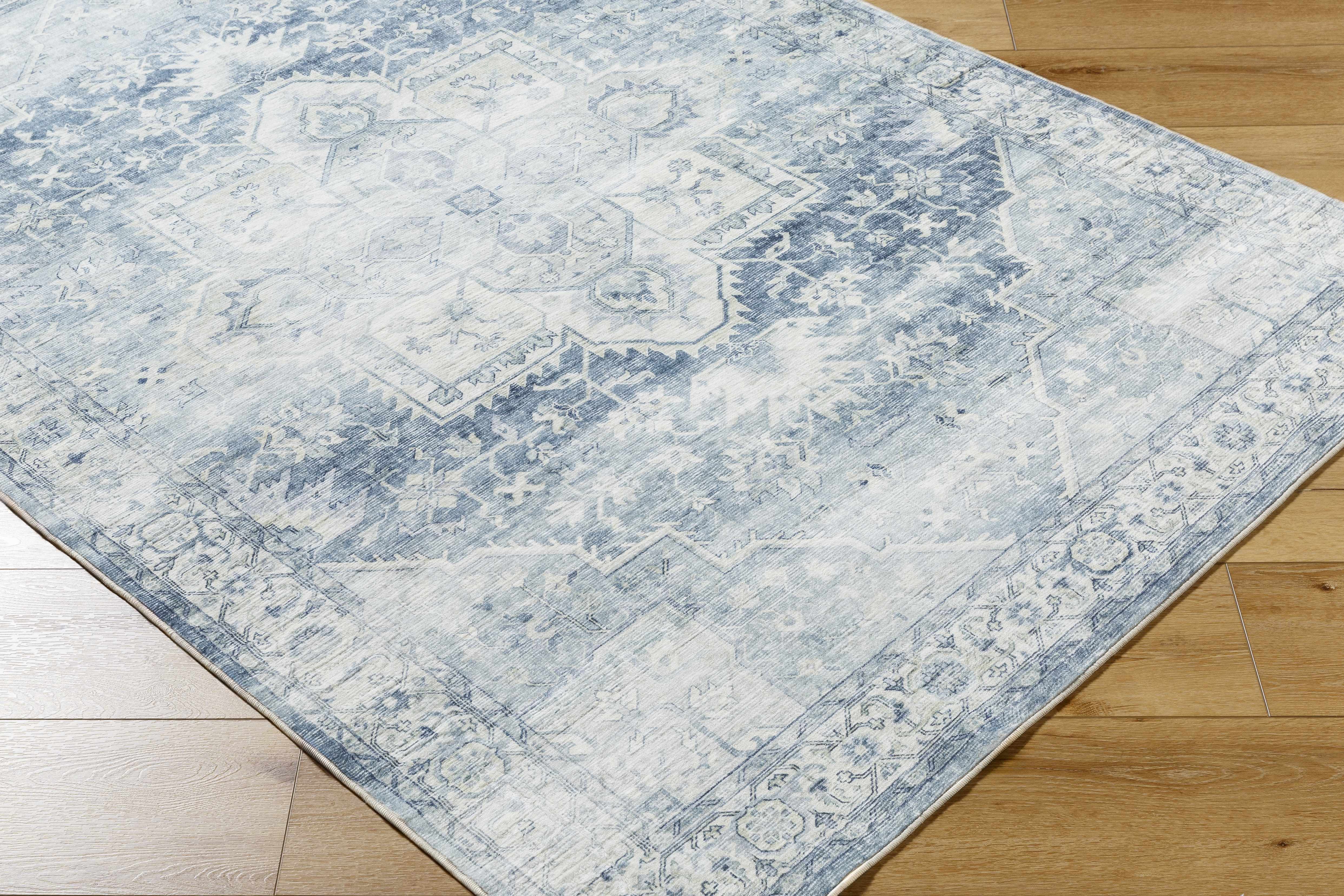 Mauro Navy Medallion Washable Area Rug - Image 4