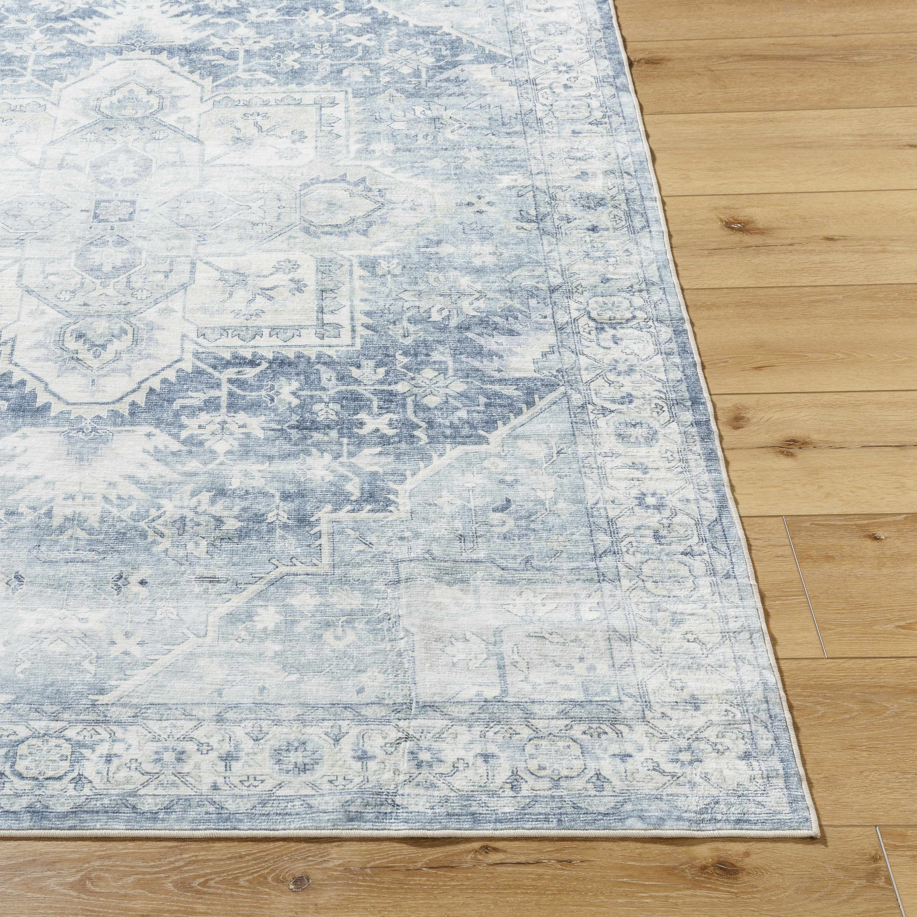 Mauro Navy Medallion Washable Area Rug - Image 5