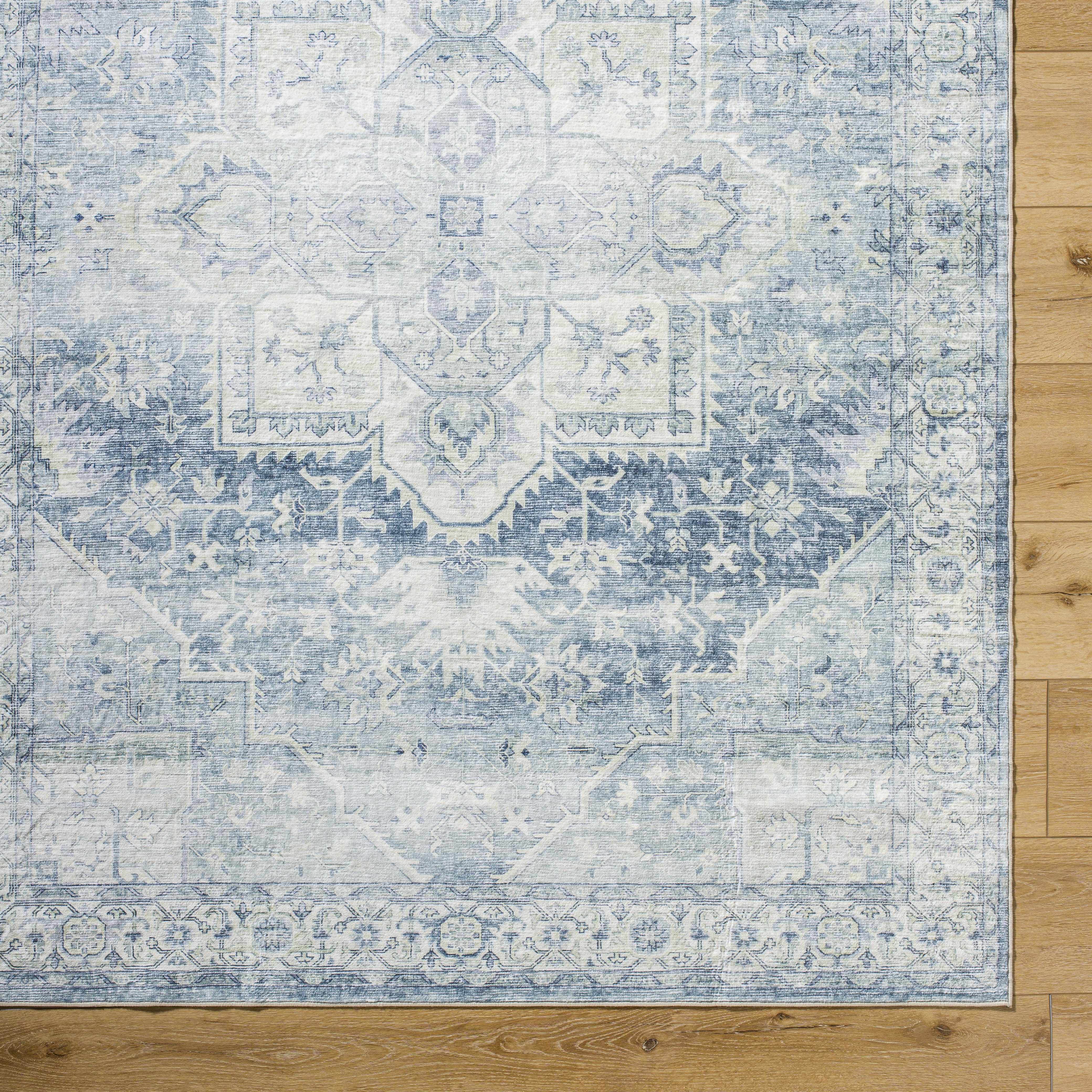 Mauro Navy Medallion Washable Area Rug - Image 7