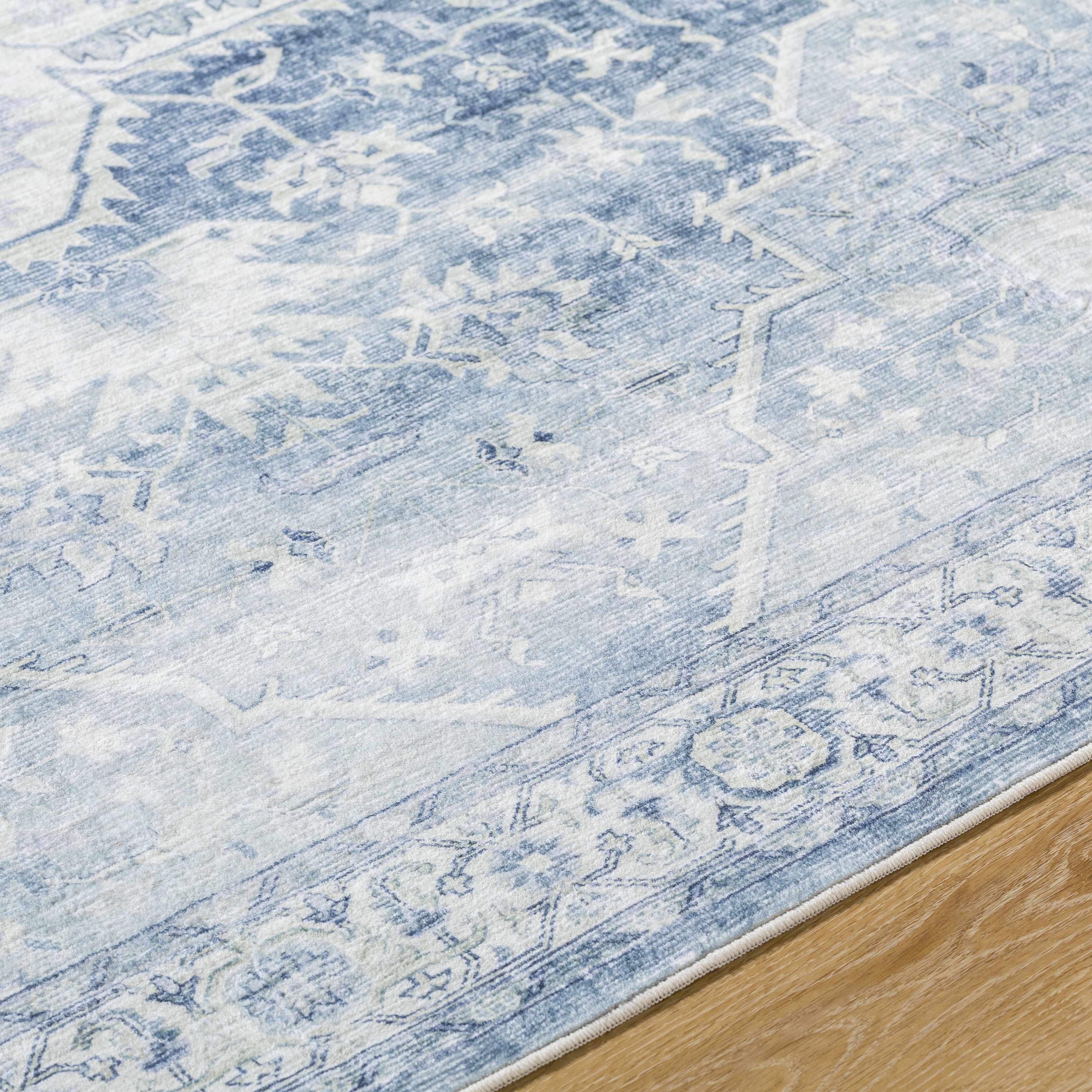 Mauro Navy Medallion Washable Area Rug - Image 9