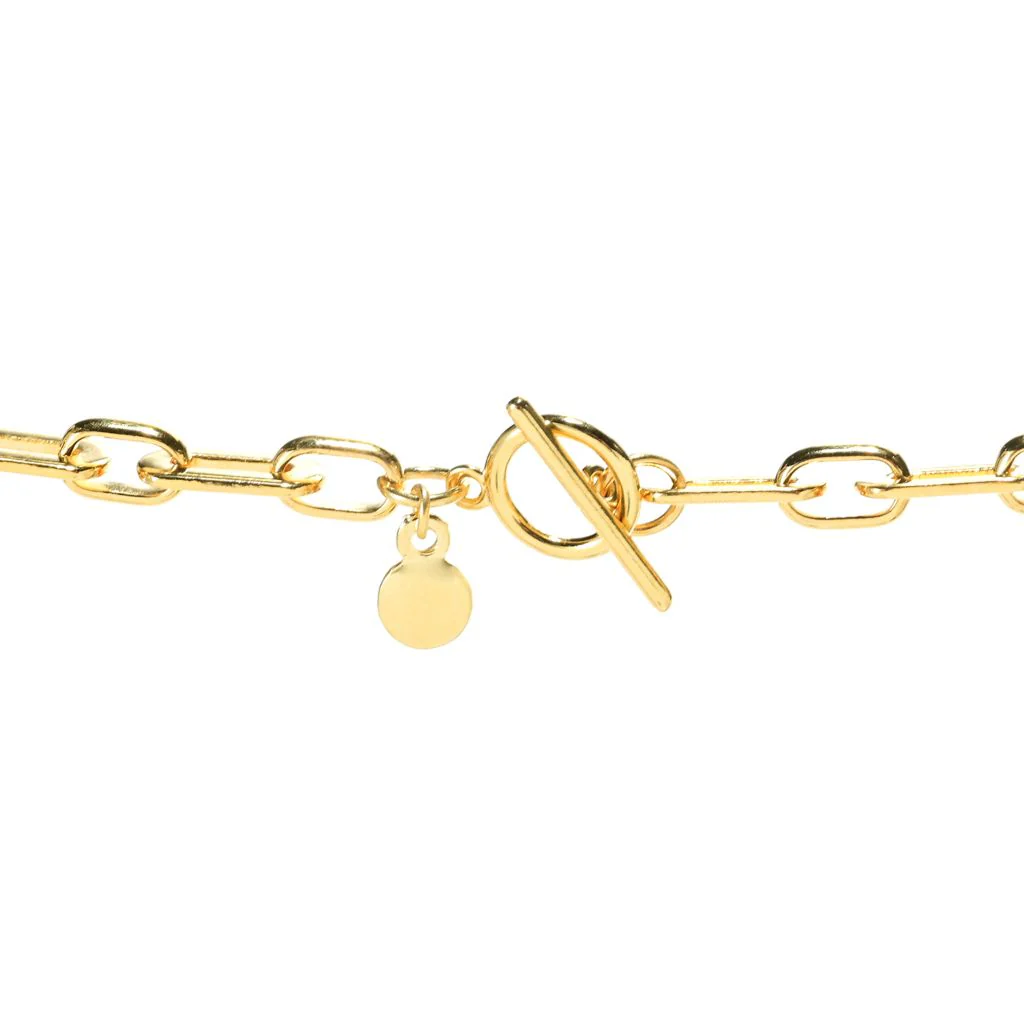 MAYAMAR 24K Gold Plated Bold Box Link Chain 18" Necklace - Image 2
