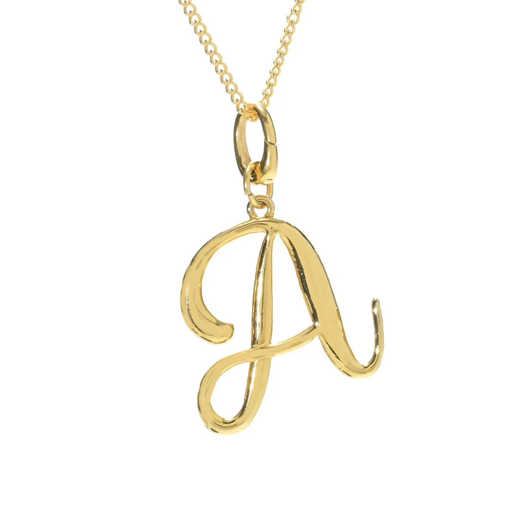 MAYAMAR 24K Gold Plated Choice of Script Initial Enhancer Pendant w/ Chain - Image 2