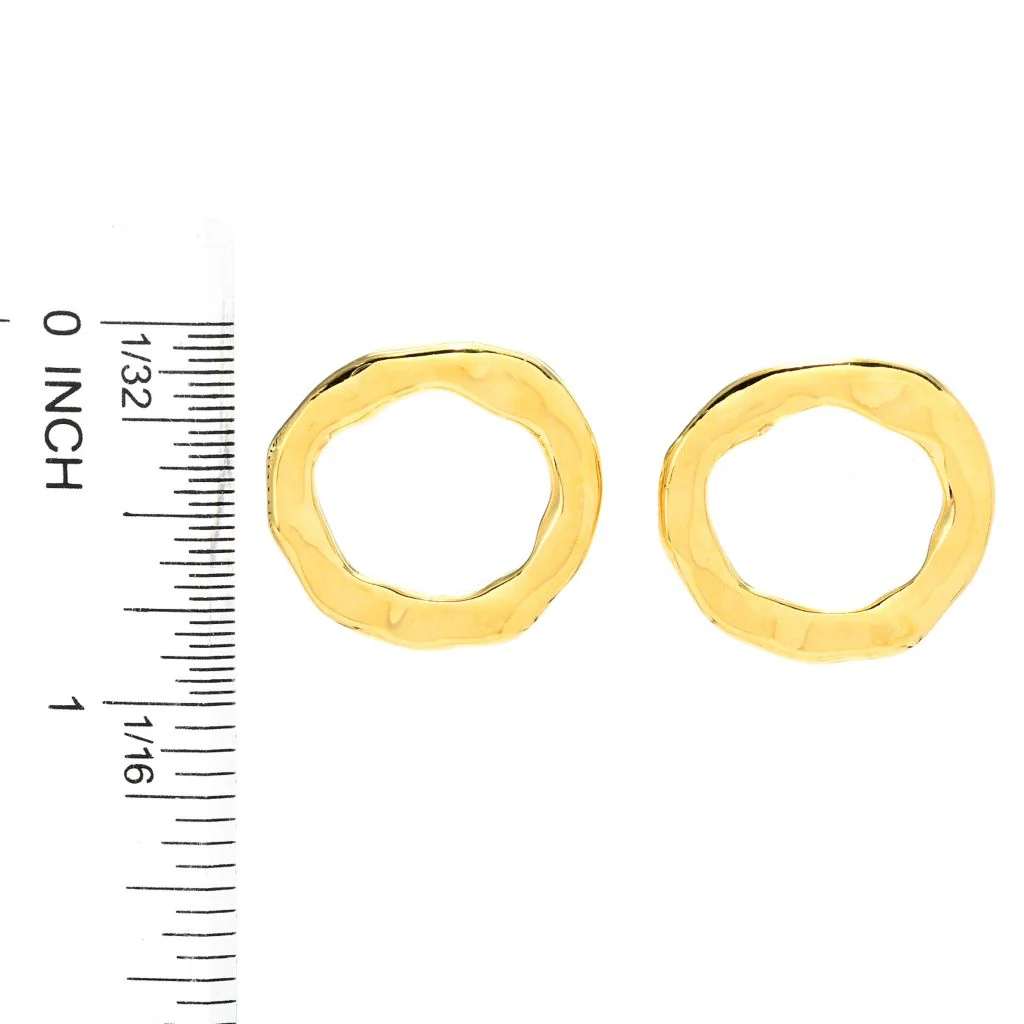 MAYAMAR 24K Gold Plated Hammered Circle Stud Earrings - Image 2