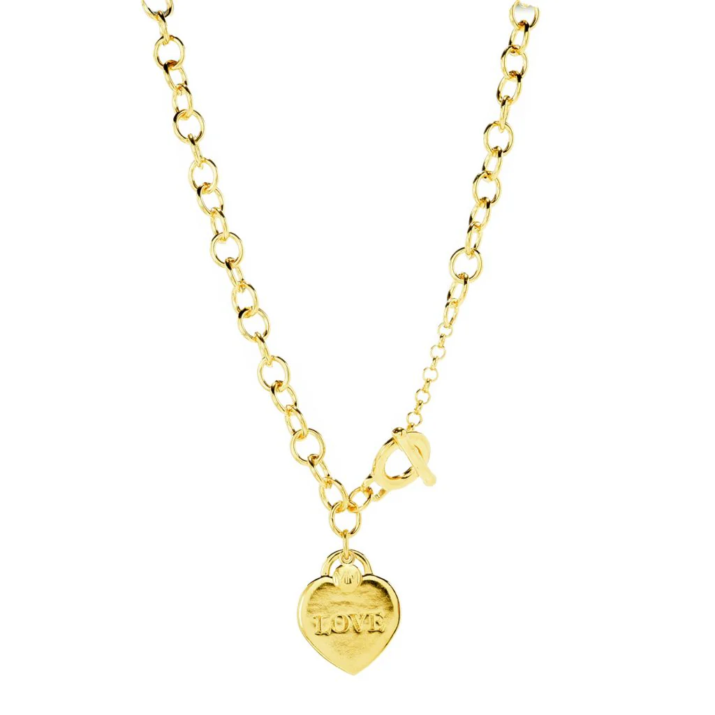 MAYAMAR 24K Gold Plated Heart Charm Rolo 18"+1" Toggle Necklace - Image 3