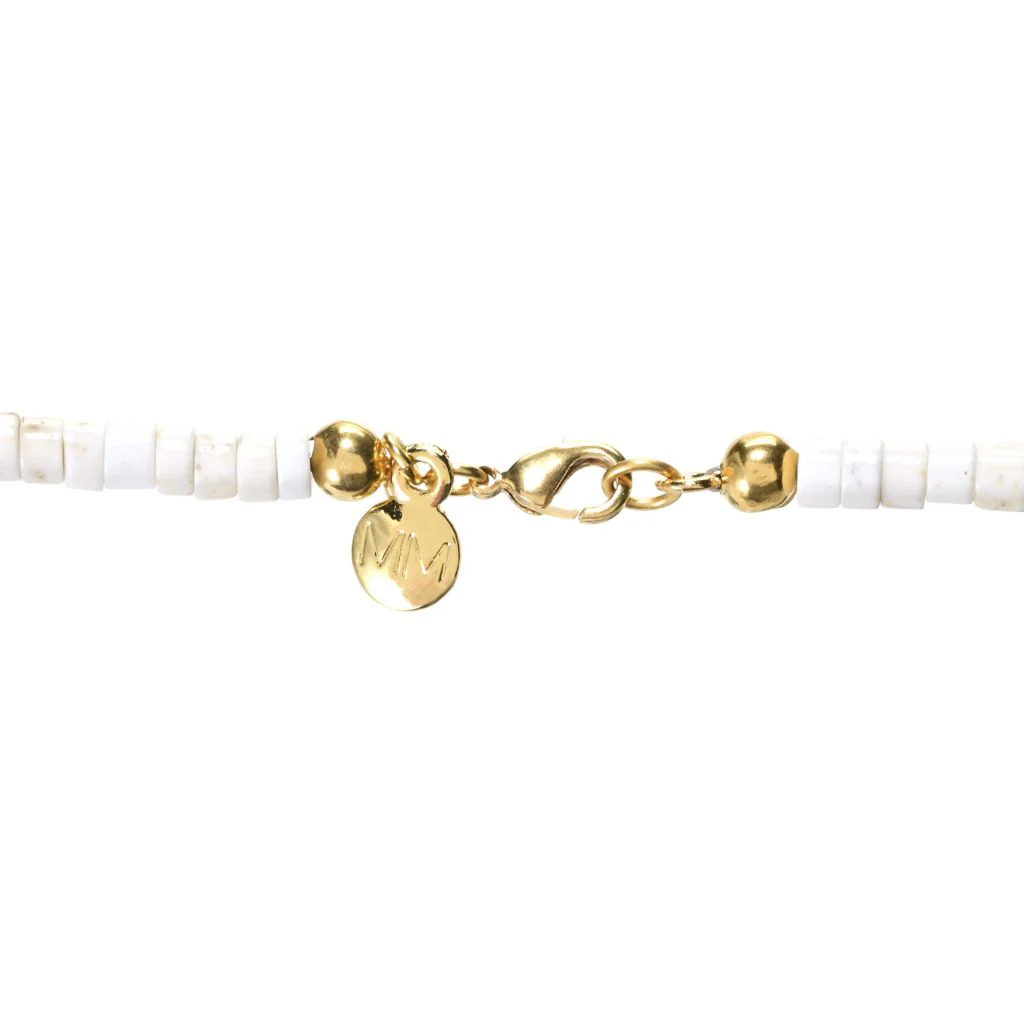 MAYAMAR 24K Gold Plated Howlite Beaded Crescent Horn 21" Necklace - Image 2