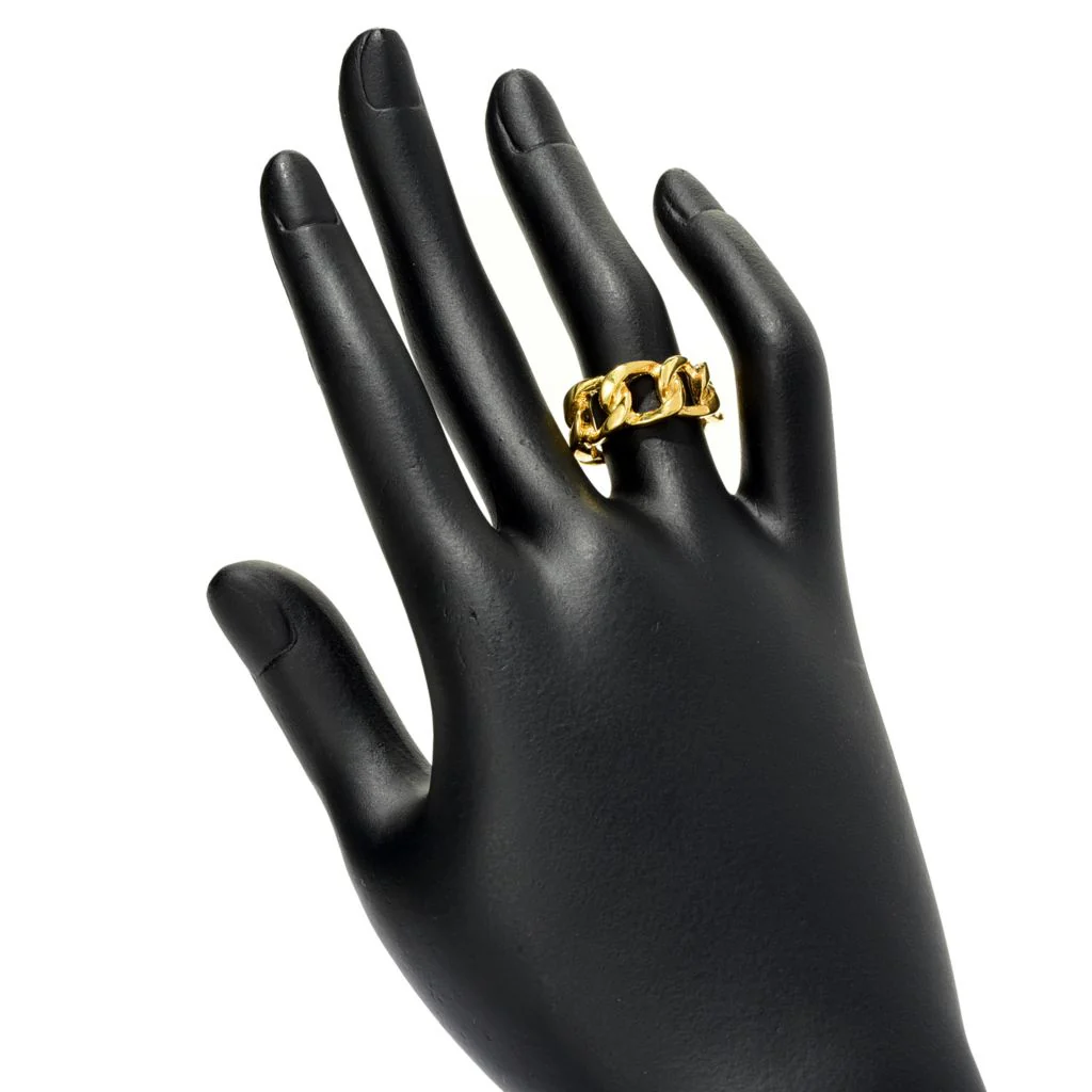 MAYAMAR 24K Gold Plated or Sterling Silver Plated Curb Link Ring - Image 2