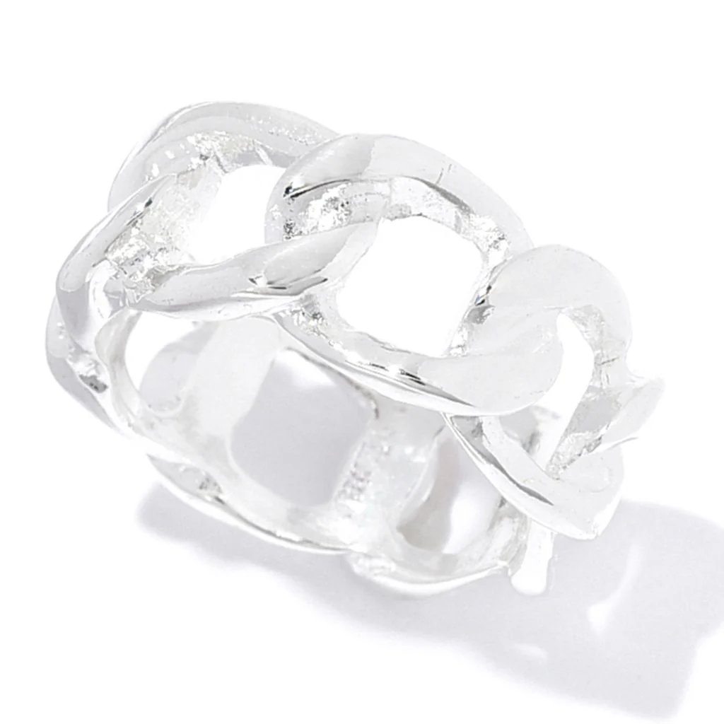 MAYAMAR 24K Gold Plated or Sterling Silver Plated Curb Link Ring - Image 4