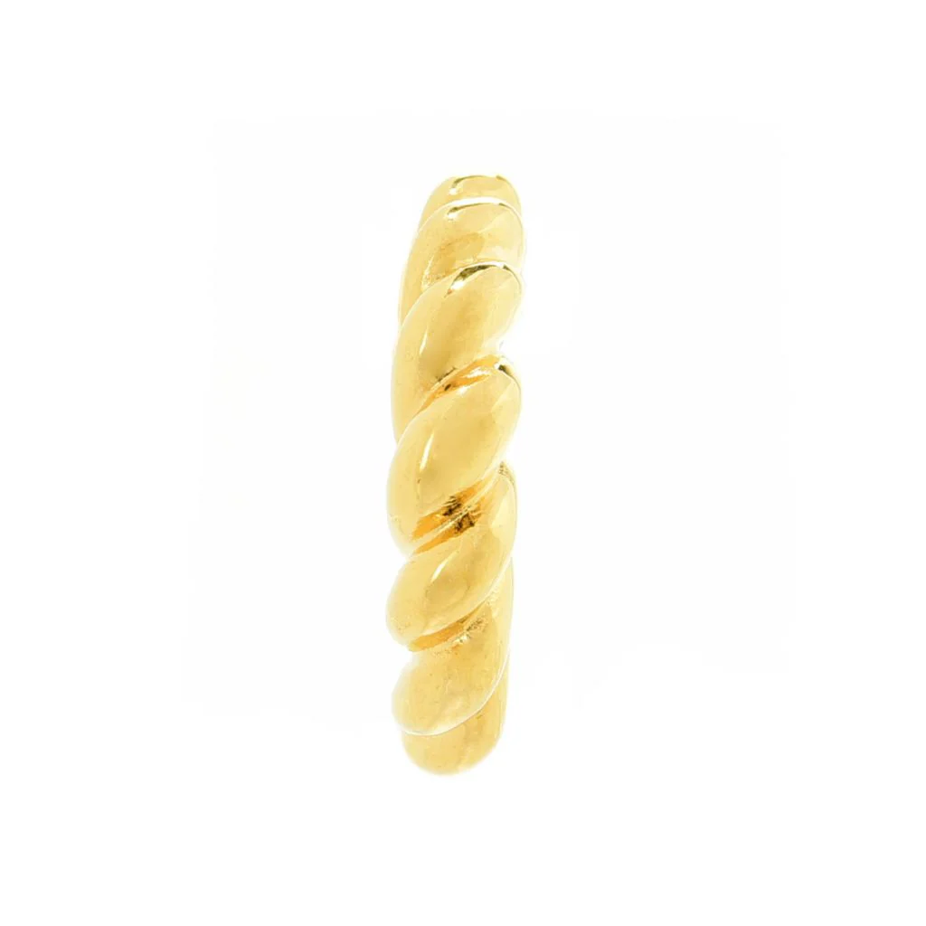 MAYAMAR 24K Gold Plated Polished Crescent Twist 1" Hoop Earrings - Image 2