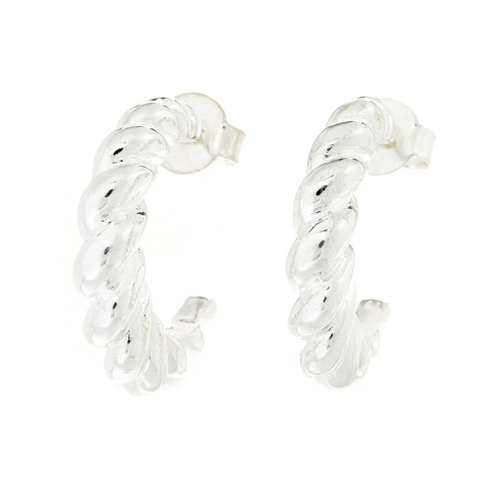 MAYAMAR 24K Gold Plated Polished Crescent Twist 1" Hoop Earrings - Image 3