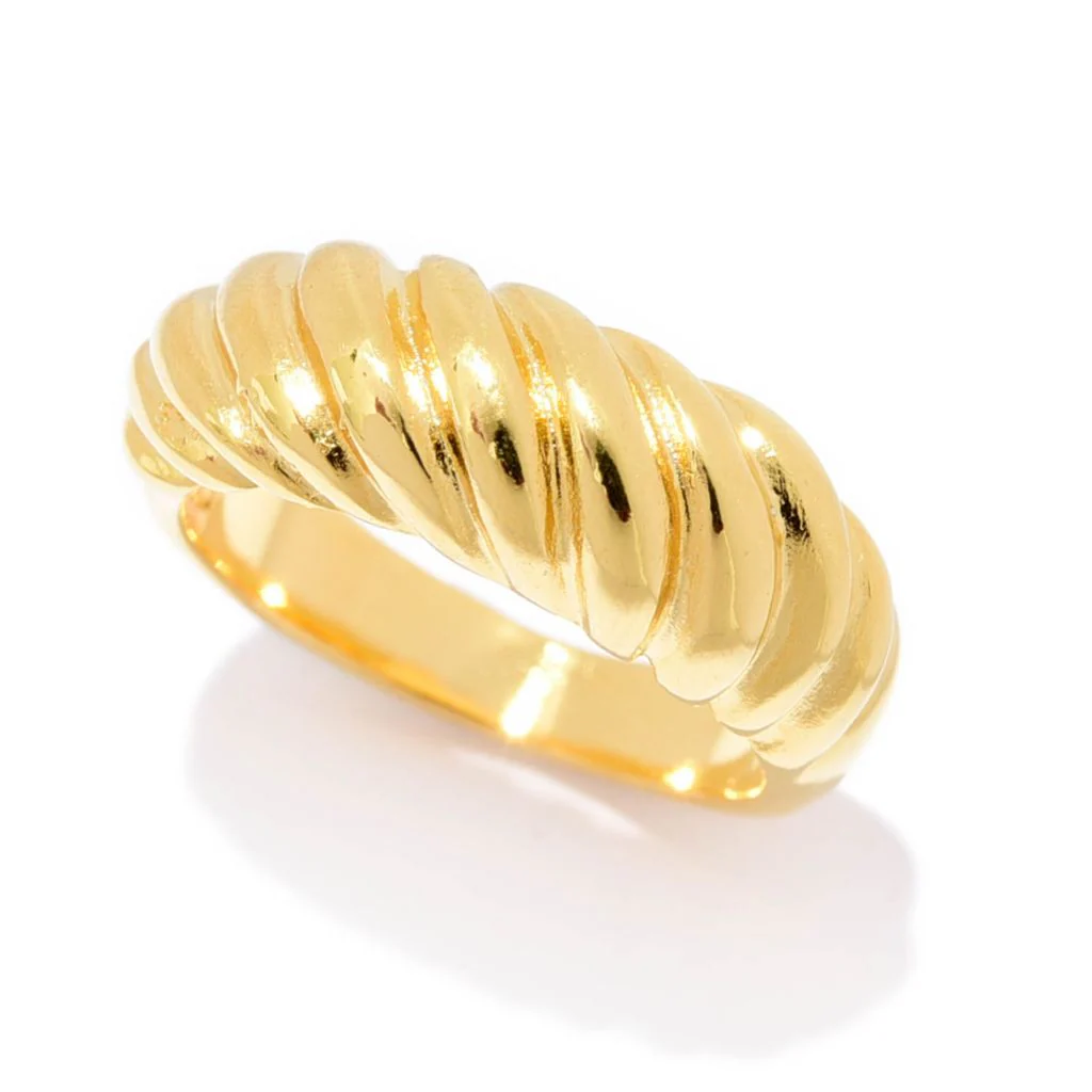 MAYAMAR 24K Gold Plated Polished Crescent Twist Ring - Image 3