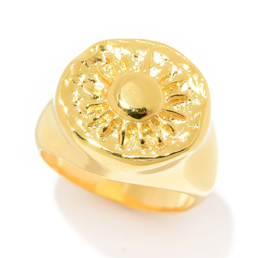 MAYAMAR 24K Gold Plated Polished Sun Signet Style Ring - Image 5