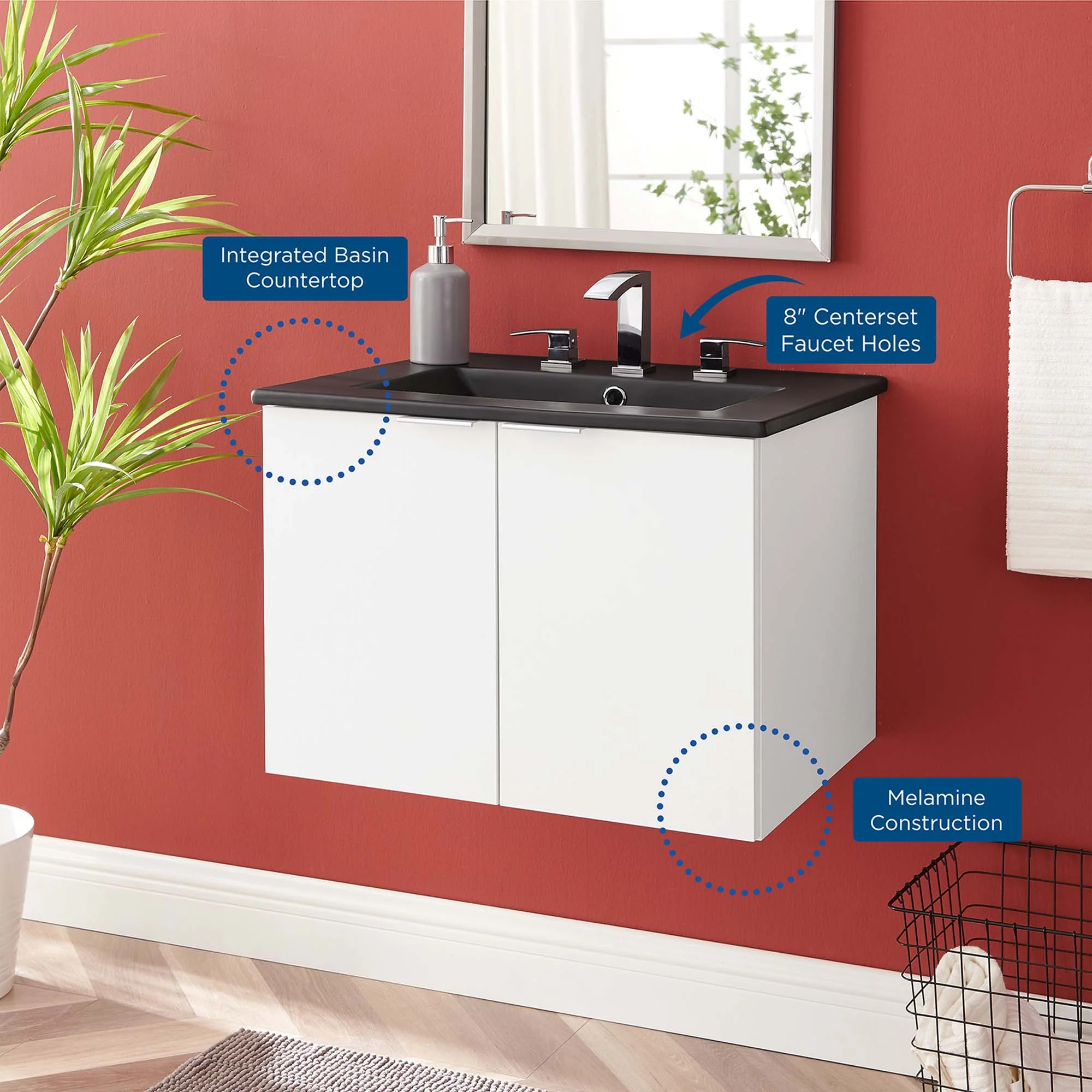 Maybelle 24" Wall-Mount Bathroom Vanity by Modway - Image 2