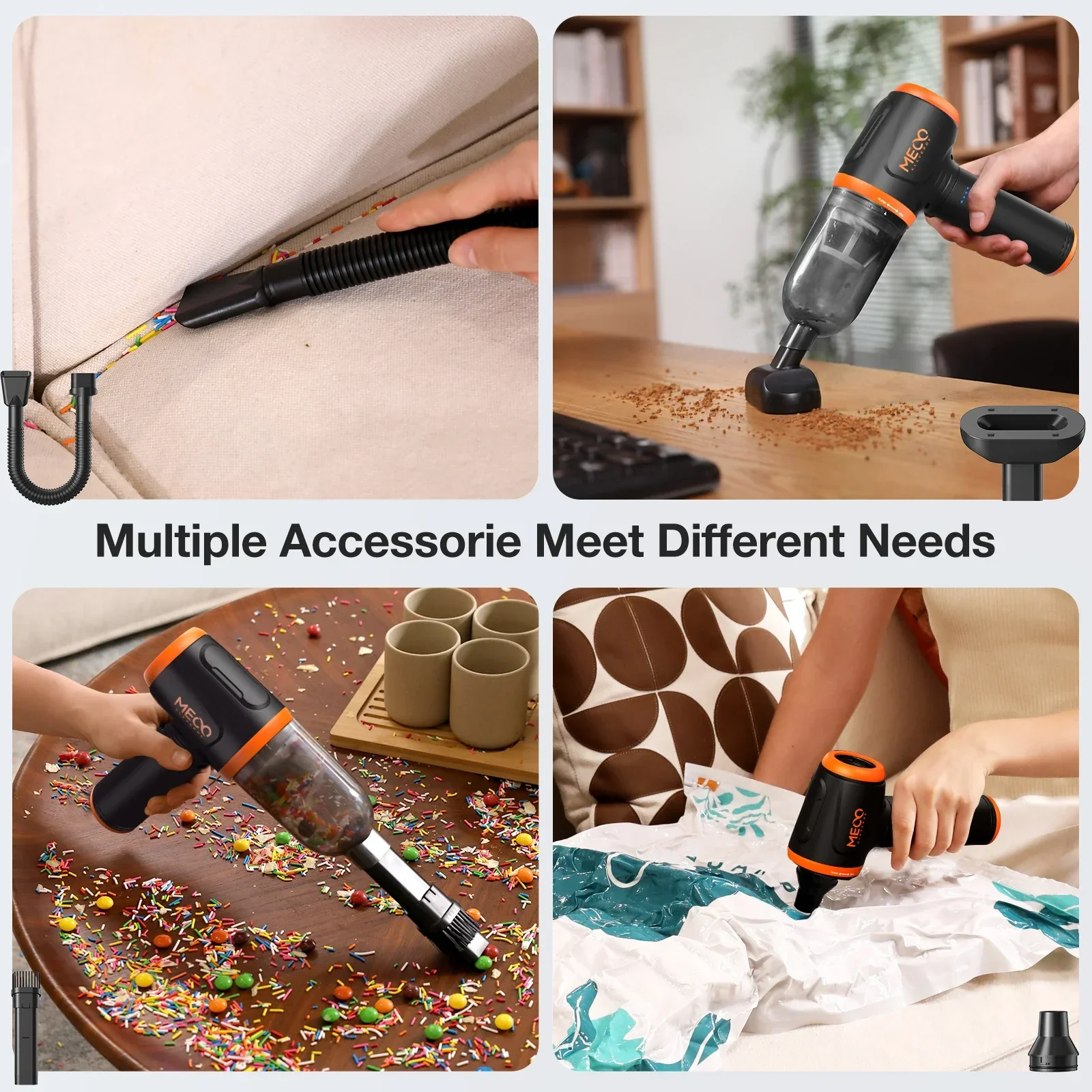 MECO 4-in-1 Air Duster – 110000RPM Electric Keyboard & PC Cleaner with LED - Image 4