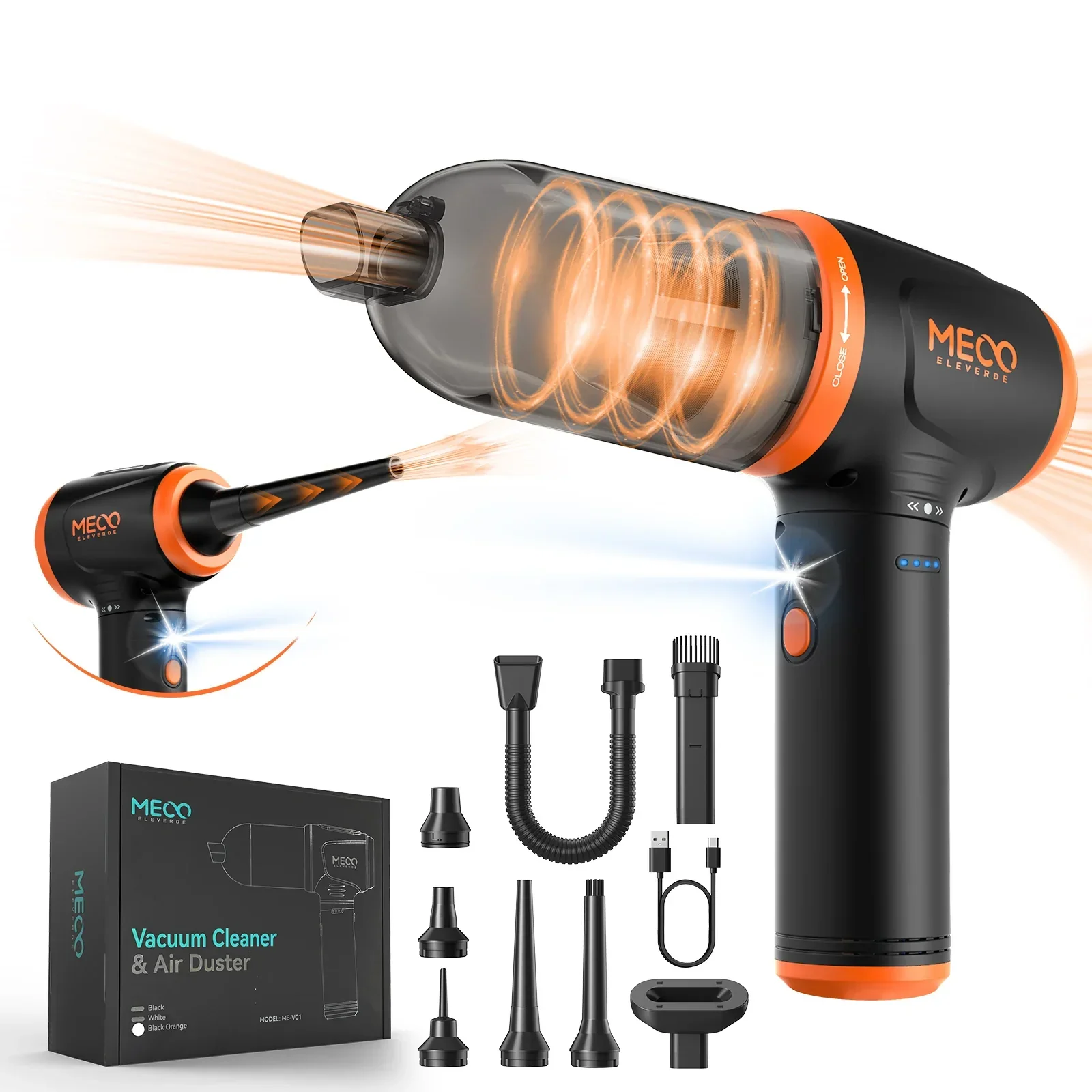 MECO 4-in-1 Air Duster – 110000RPM Electric Keyboard & PC Cleaner with LED - Image 6