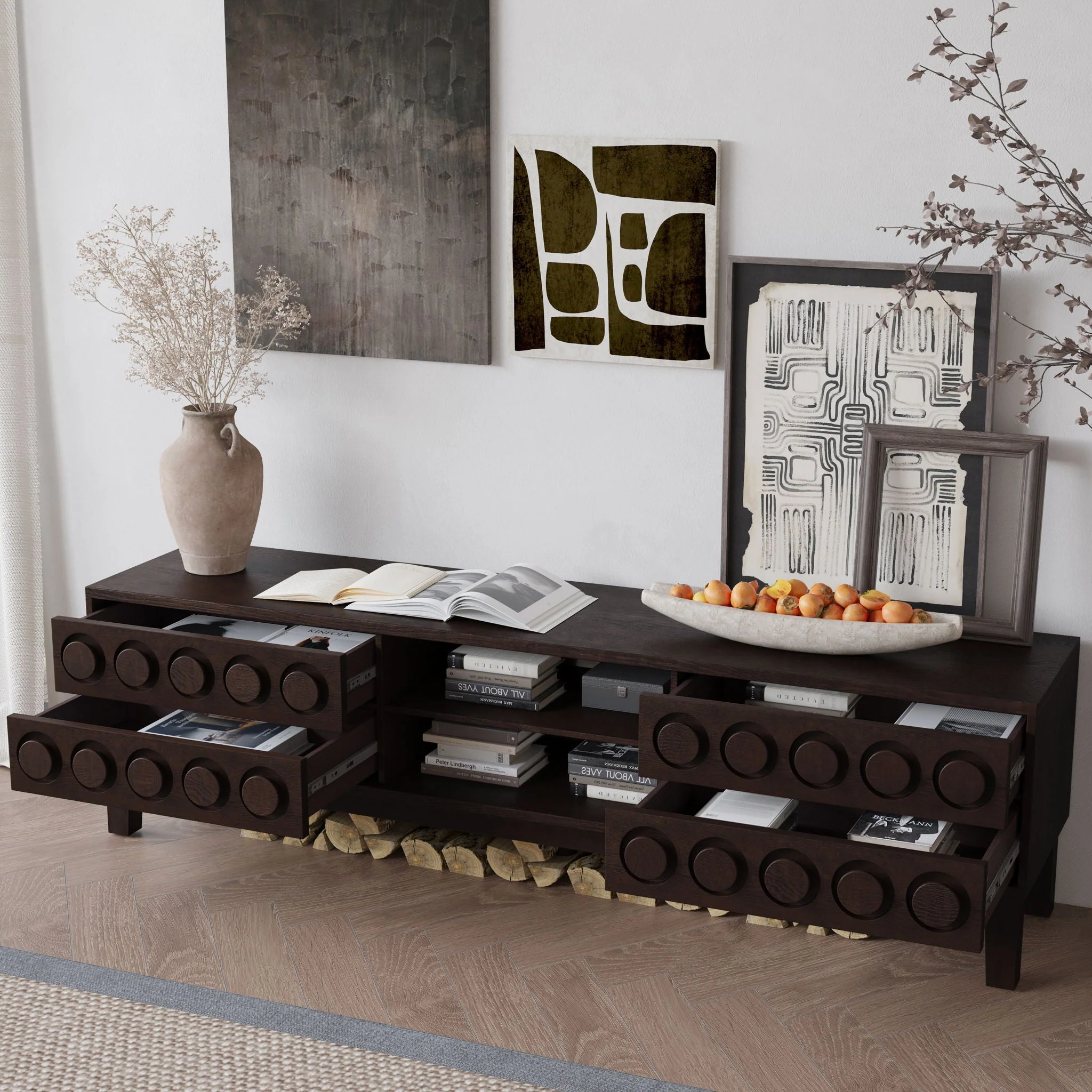 Media Console With 4 Drawers And Cable Management - Image 10