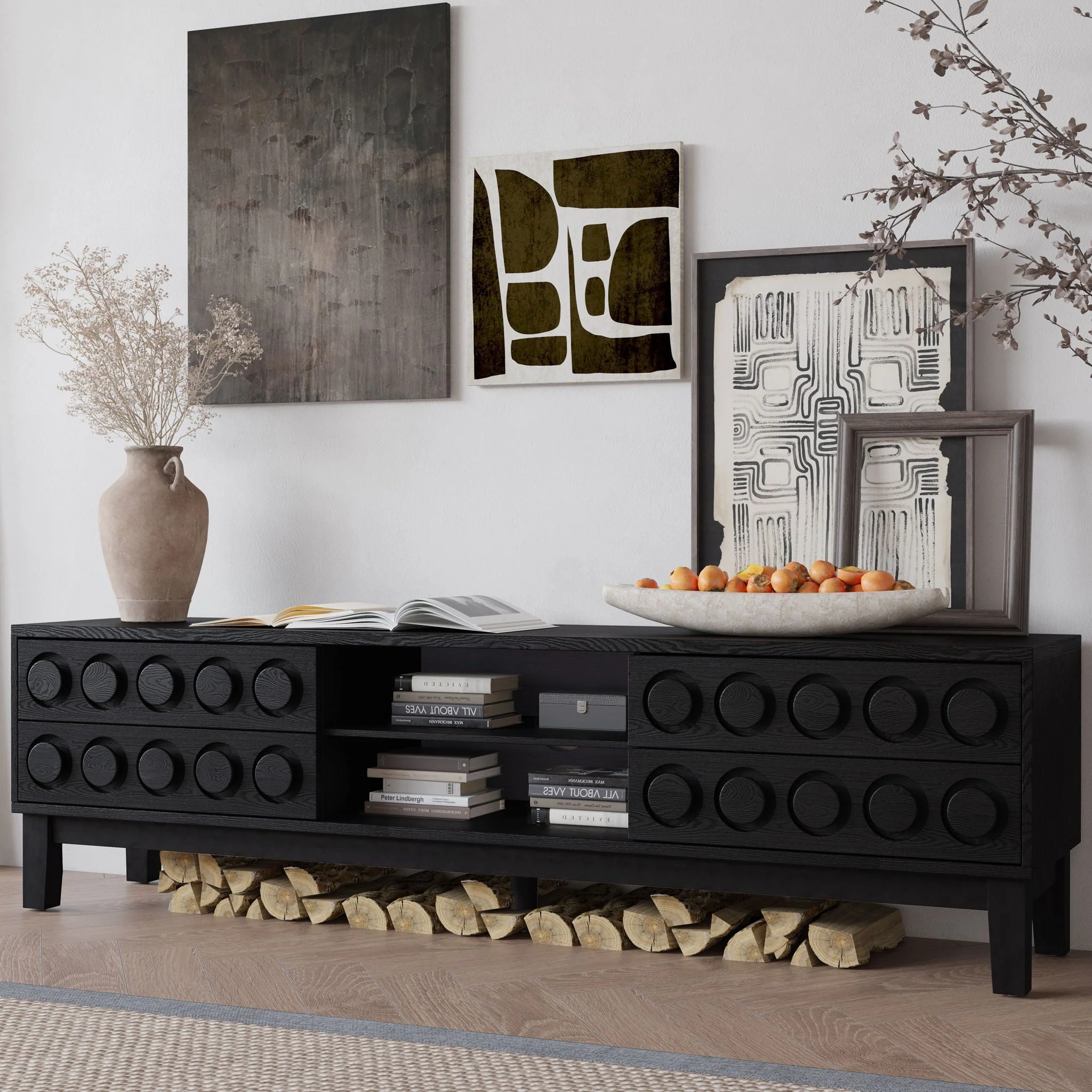 Media Console With 4 Drawers And Cable Management - Image 12