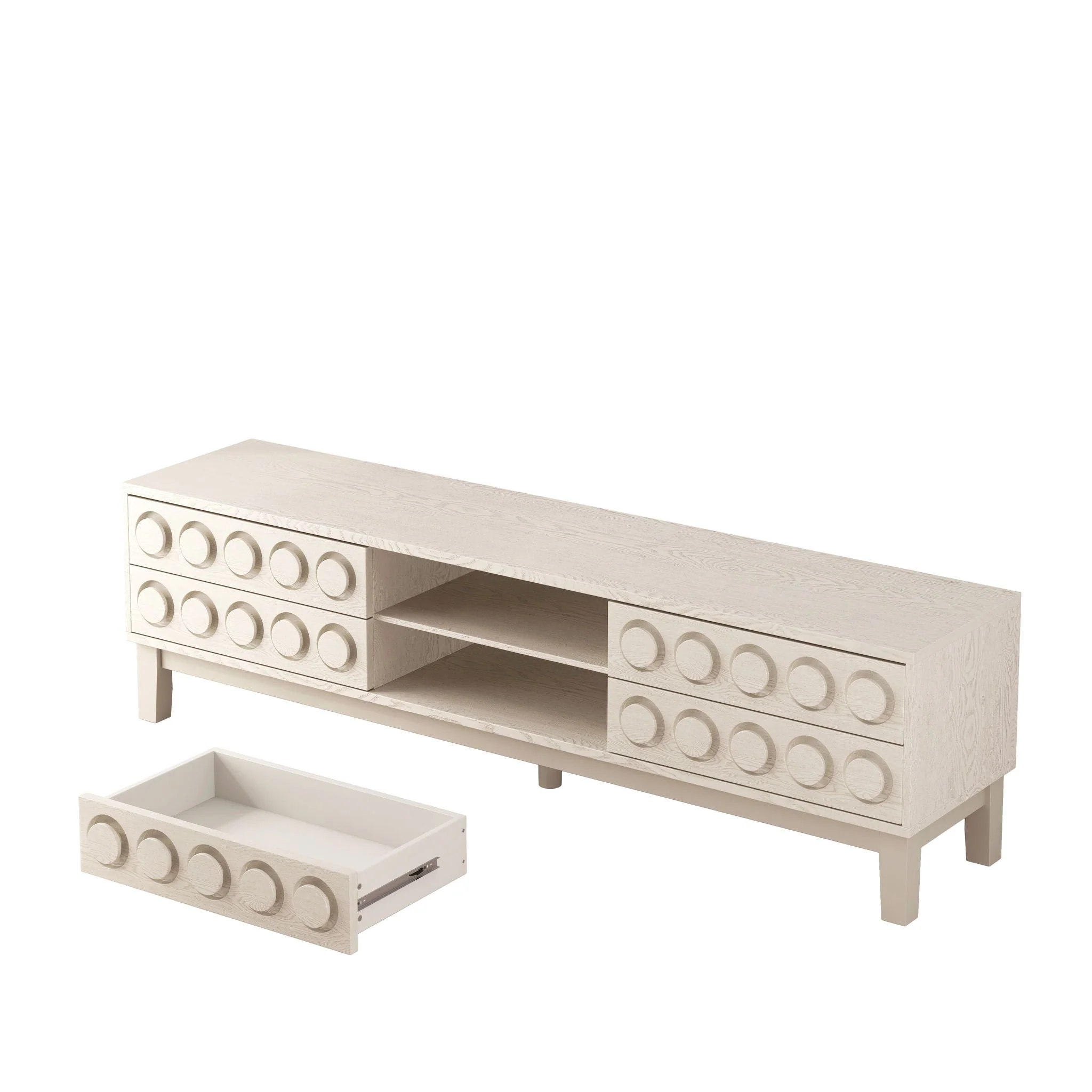 Media Console With 4 Drawers And Cable Management - Image 2