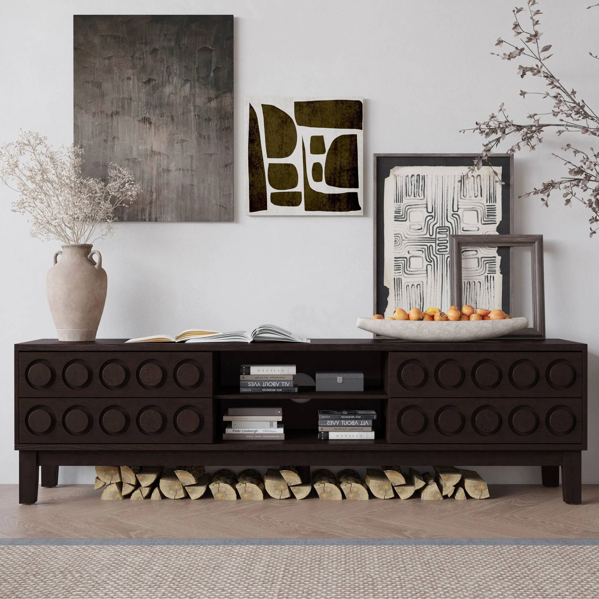 Media Console With 4 Drawers And Cable Management - Image 8