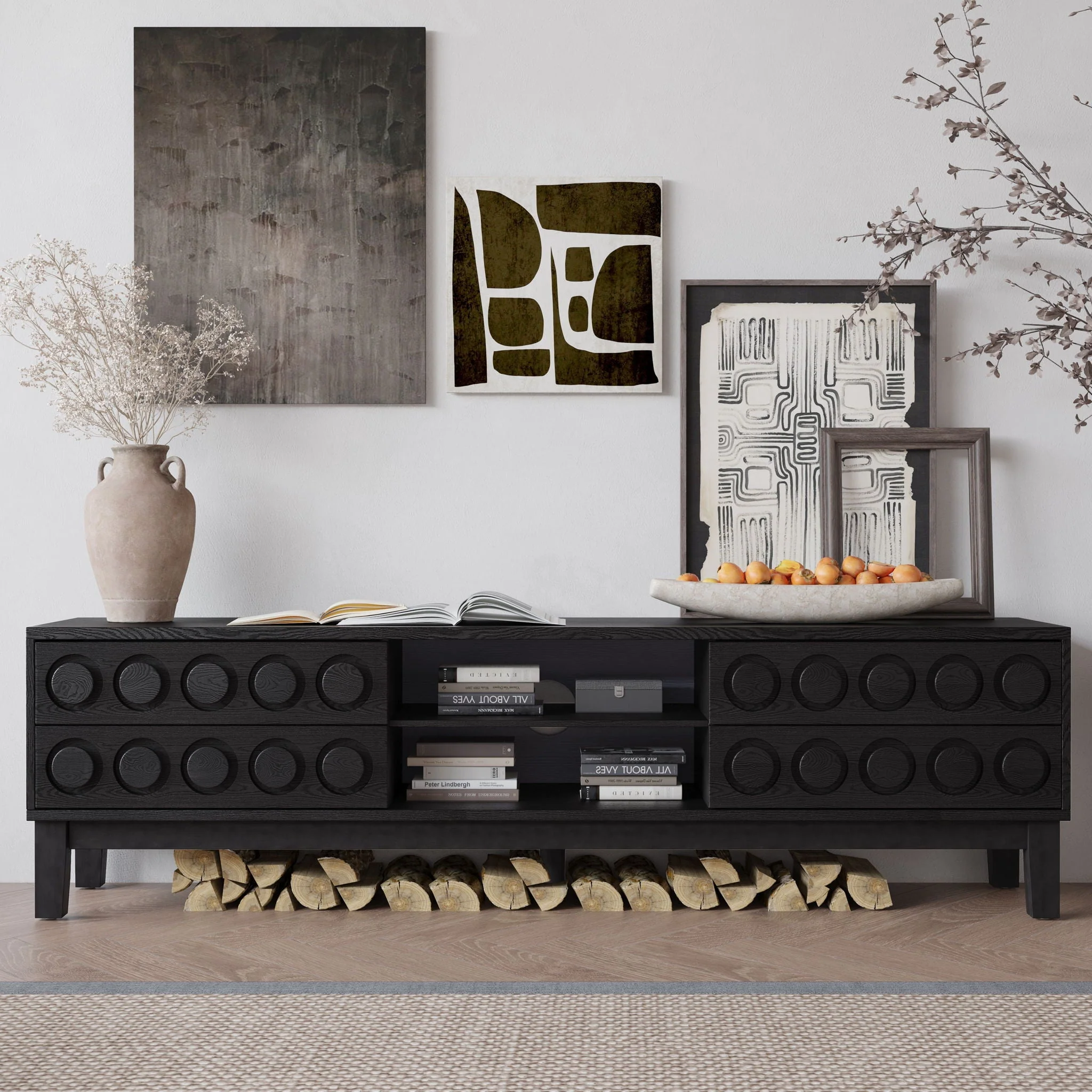 Media Console With 4 Drawers And Cable Management - Image 9