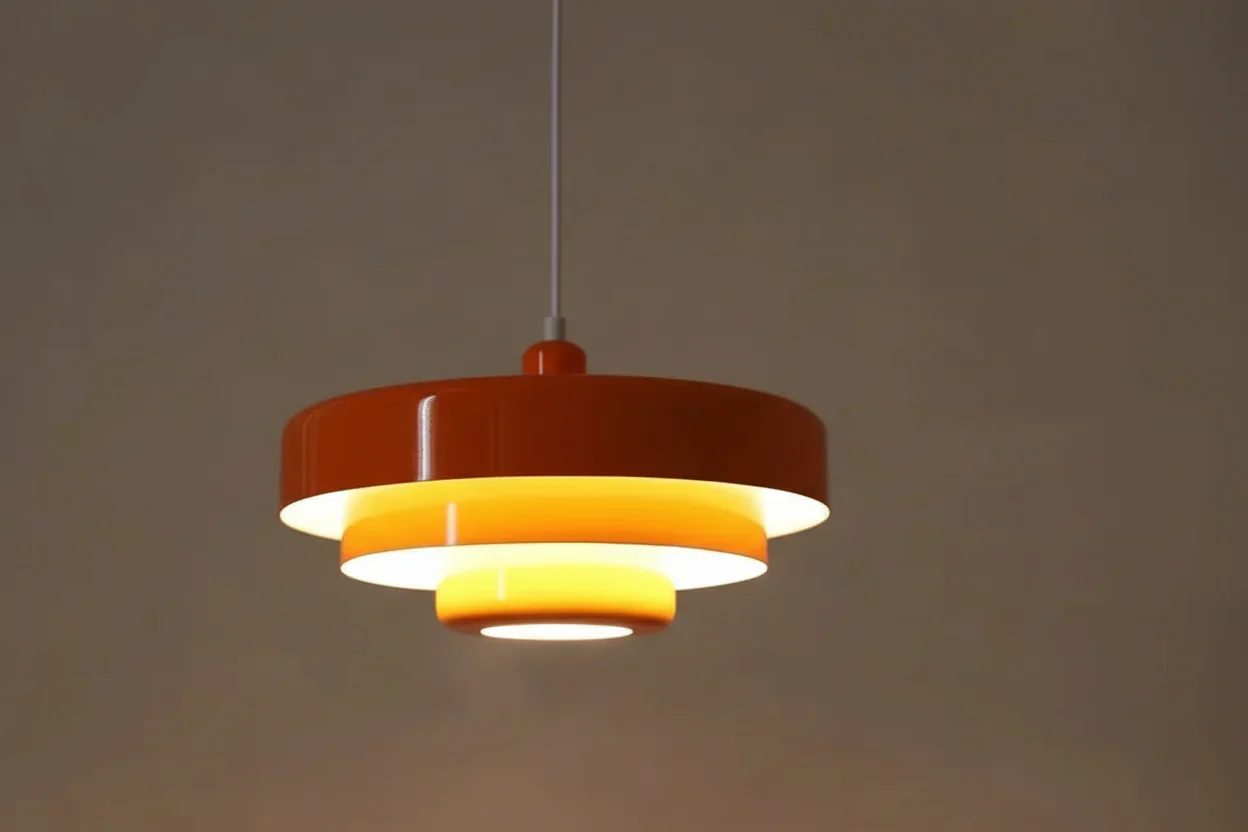 Medieval Danish Chandelier Multicolor Retro Pendant Light Orange Ceiling Lamp