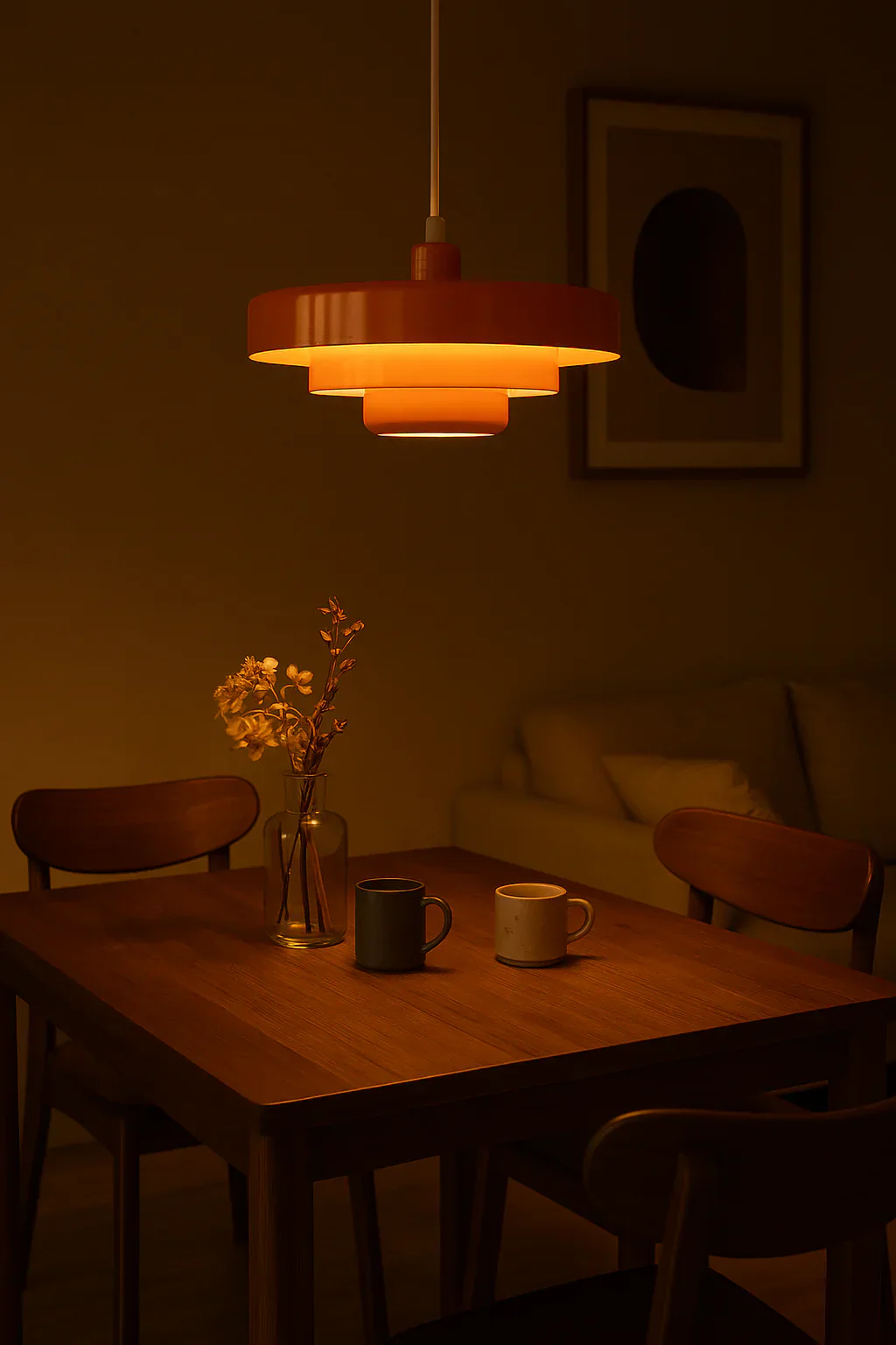 Medieval Danish Chandelier Multicolor Retro Pendant Light Orange Ceiling Lamp - Image 2